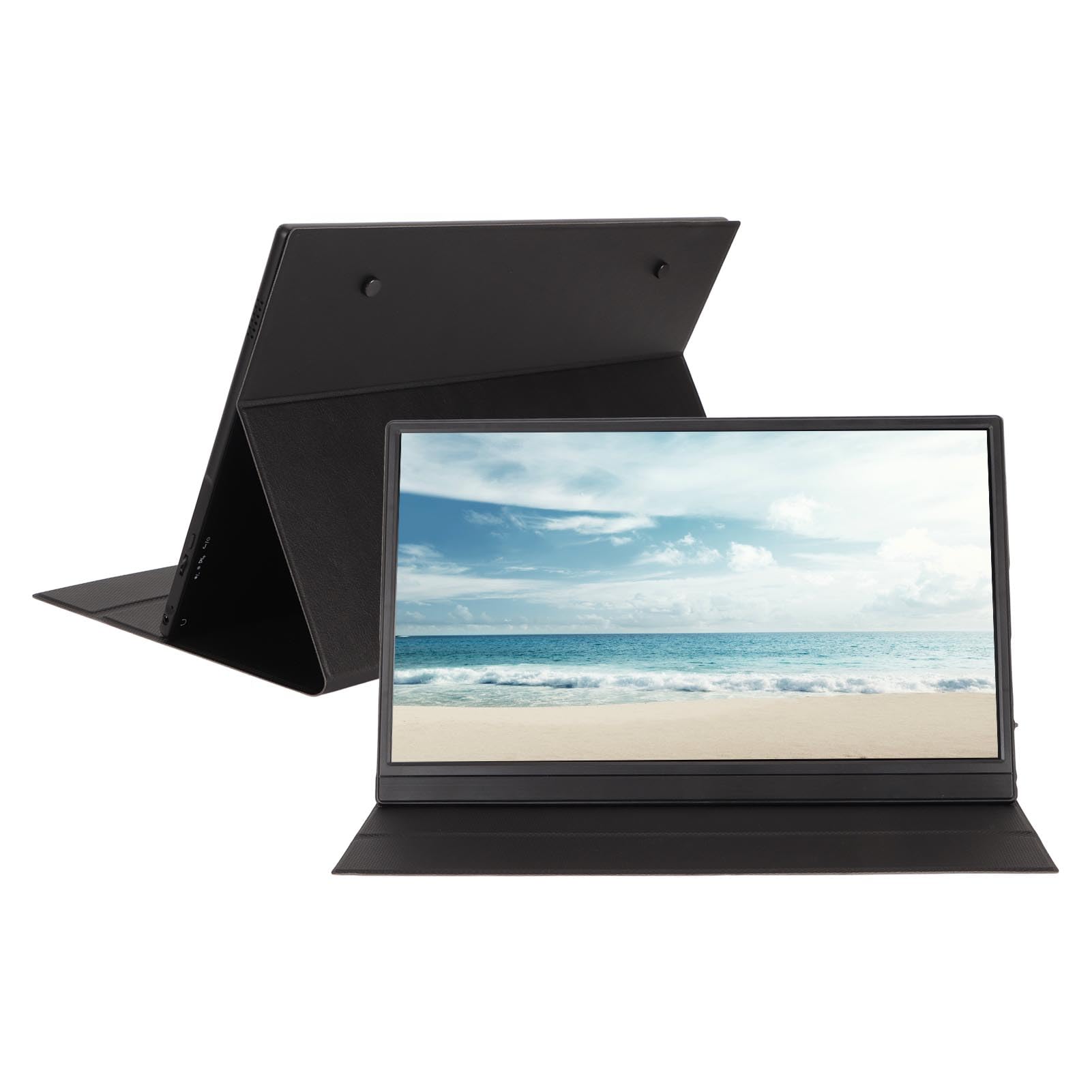 15.6 Inch Portable Monitor for Laptop - Plug and Play USB-C Travel Monitor with 100-240V EU Plug - Perfect for Business Trips, Gaming & Remote Work