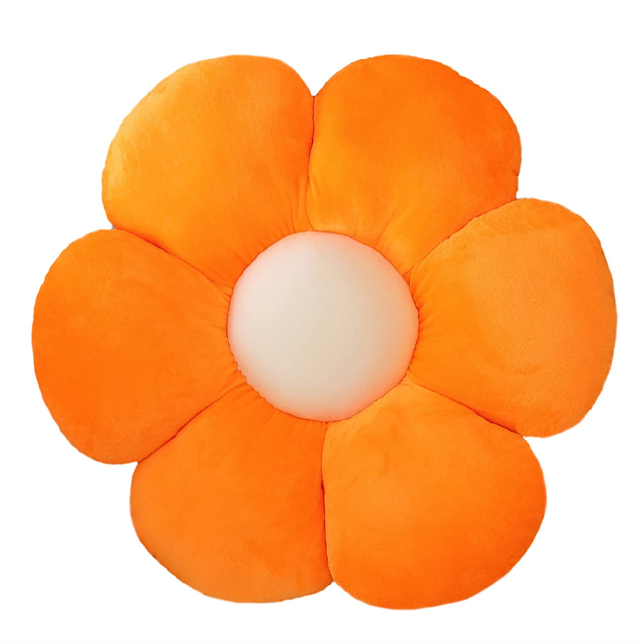 Plush Flower Cushion - 30x30cm Velvet Pillow for Sofa & Floor Decor - Orange