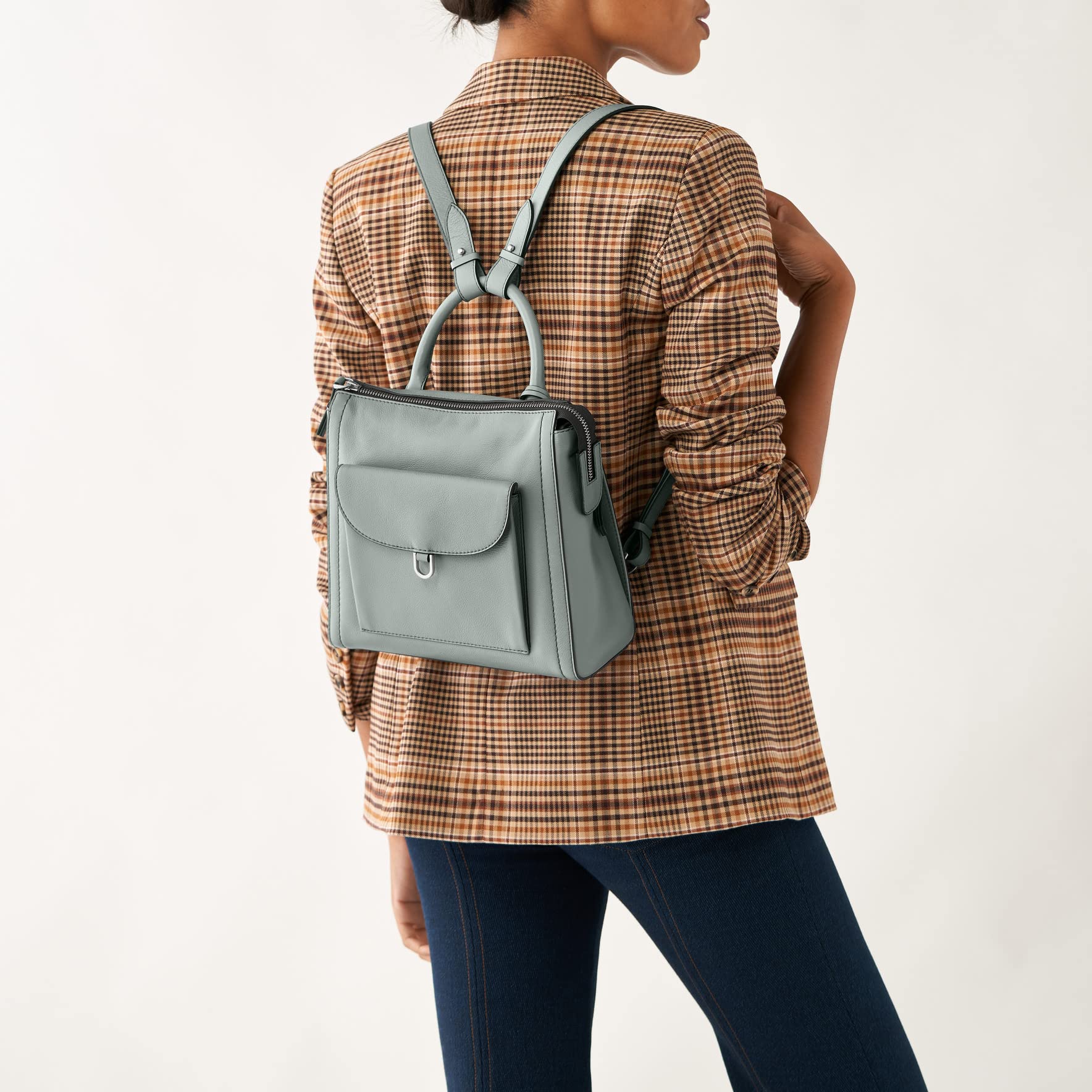 Fossil Women's Parker Mini Backpack - Smokey Blue Crossbody Purse | Compact Travel Bag for Work, School & Everyday Use | One Size US