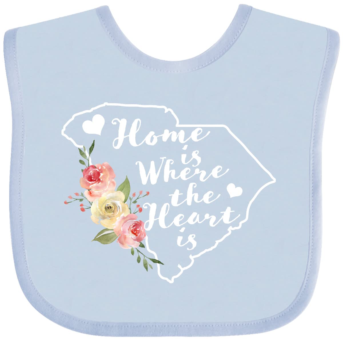 Inktastic South Carolina Home Is Where the Heart Is Watercolor Baby Bib - Soft Cotton Drool Bib for Infants, Perfect Gift for Newborns & Baby Showers