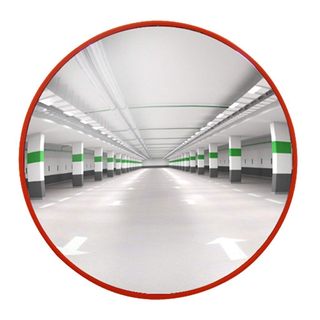 FXLYMR 45cm Orange Safety Mirror - Convex Traffic Mirror for Supermarkets, Roads & Indoor Use - Wide-Angle Anti-Theft Observation Mirror for Blind Spot Detection (Perfect for Retail Stores, Parking Lots & Warehouses)