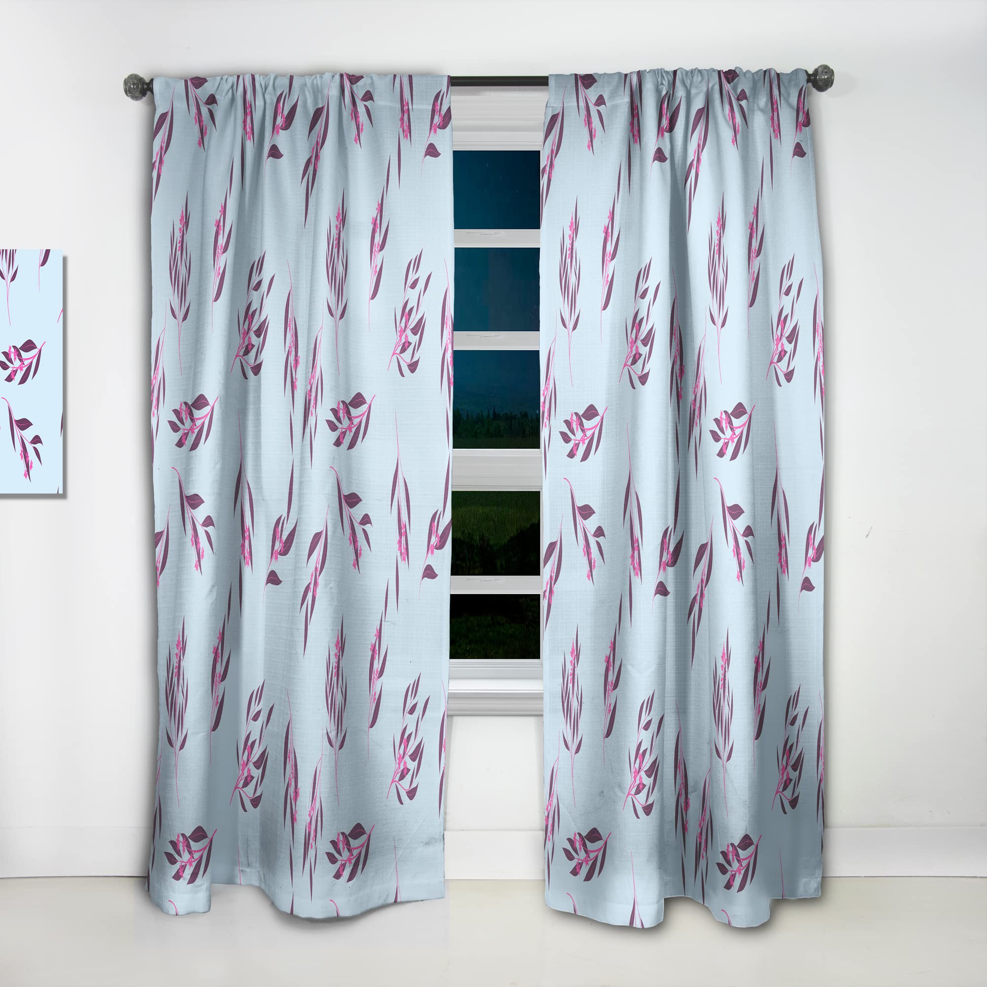DesignQ Bright Eucalyptus Floral Pattern Thermal Insulated Curtains - Single Panel 52x108 - Elegant Window Treatments for Bedroom & Living Room | Perfect for Home Decor, Light Control & Privacy