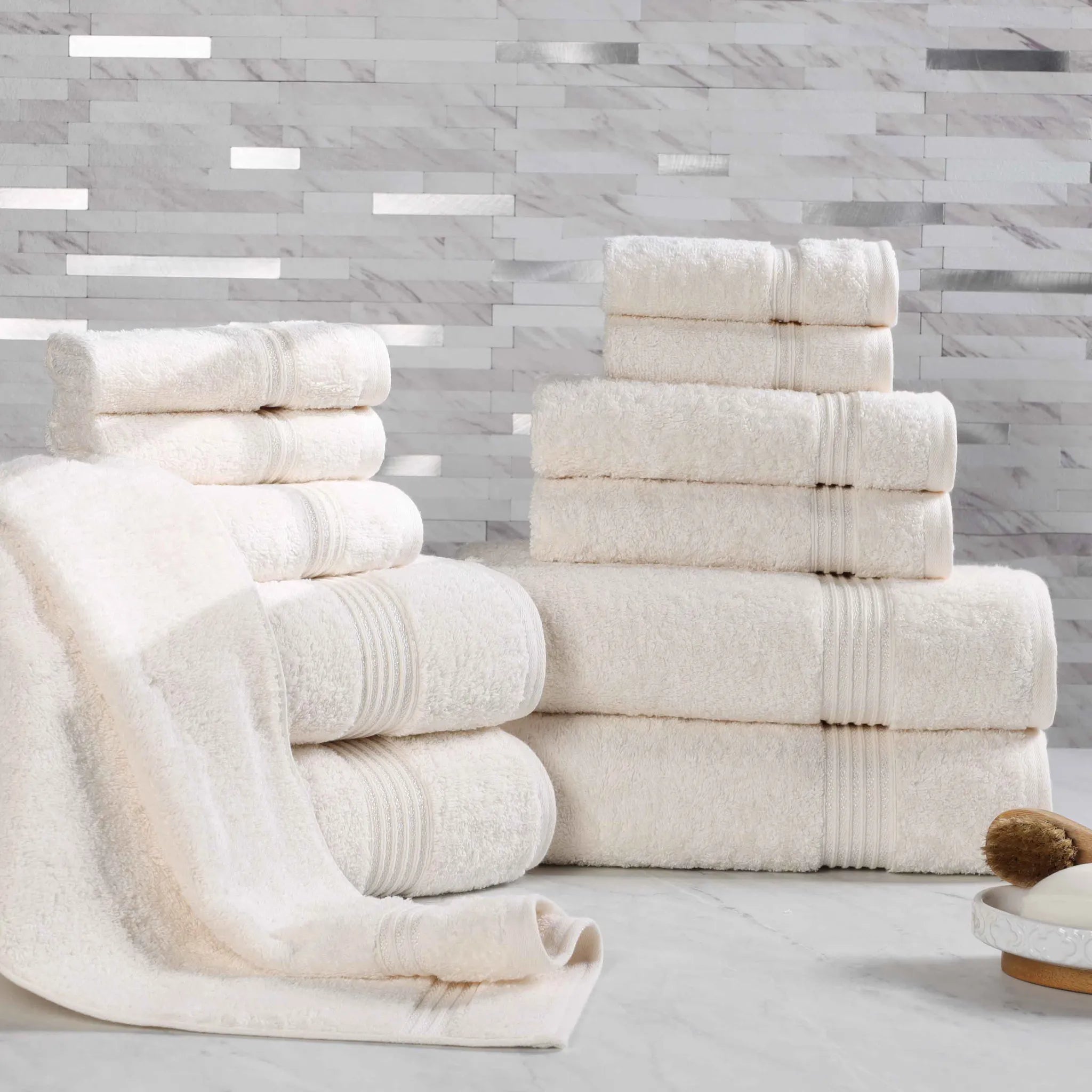 Premium 12-Piece Egyptian Cotton Towel Set - Ultra Soft, Highly Absorbent Bath & Beach Towels for Luxury Spa, Hotel, and Home Use