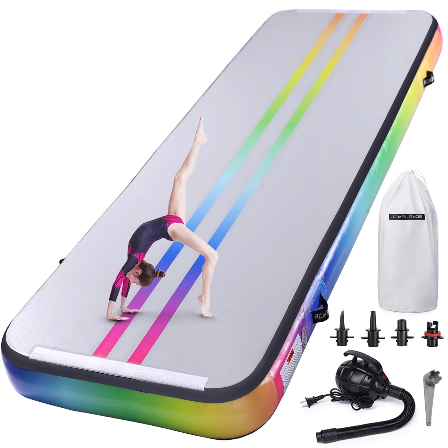 Inflatable Air Gymnastics Mat - 10ft/13ft/16ft Tumbling Track with Electric Pump for Home Gym, Cheerleading & Yoga | Perfect for Indoor Training, Beach Workouts & Park Exercises