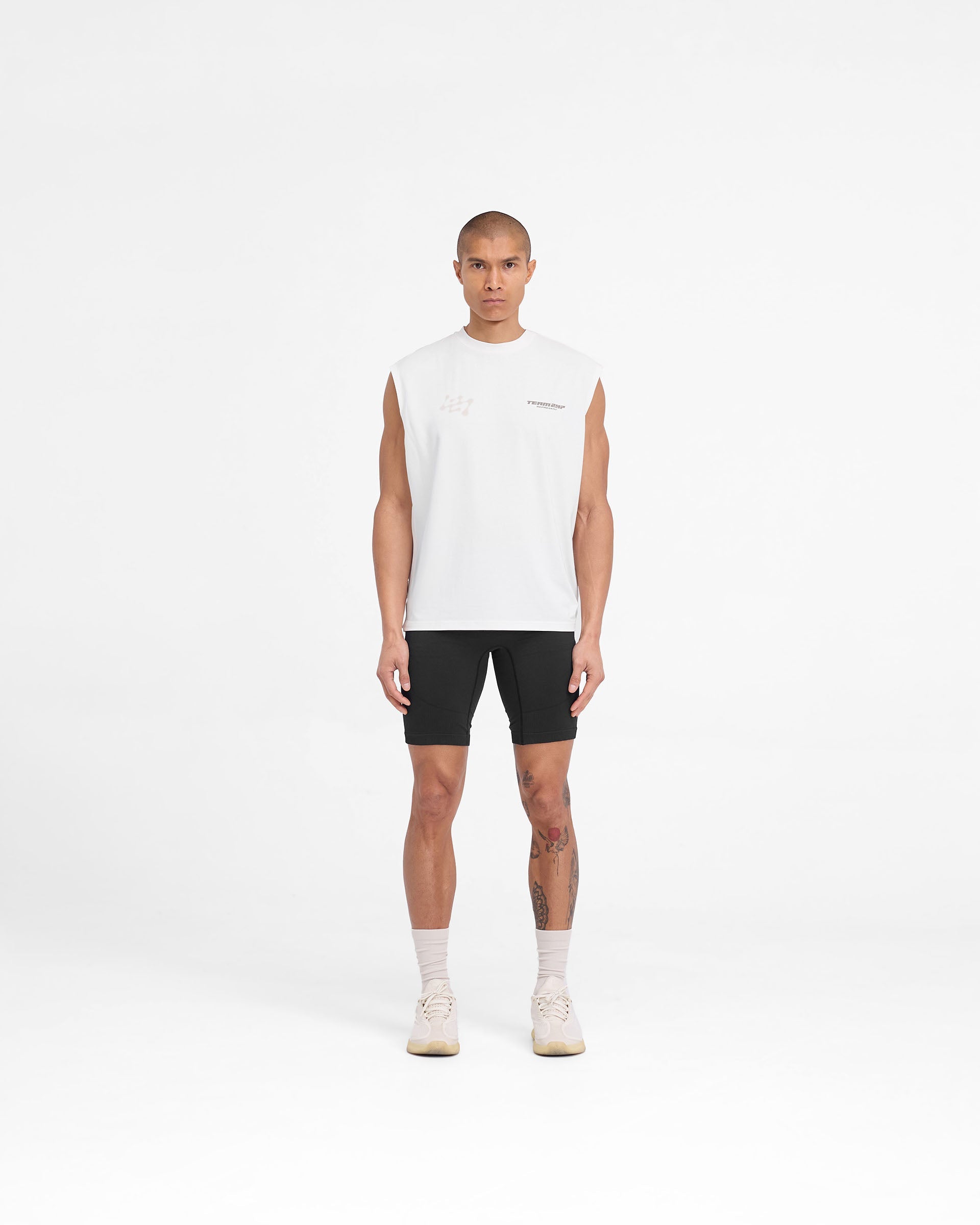 247 Future Terrains Oversized Tank Top - Flat White | Women's Casual Loose Fit T-Shirt for Summer, Beach, and Everyday Wear