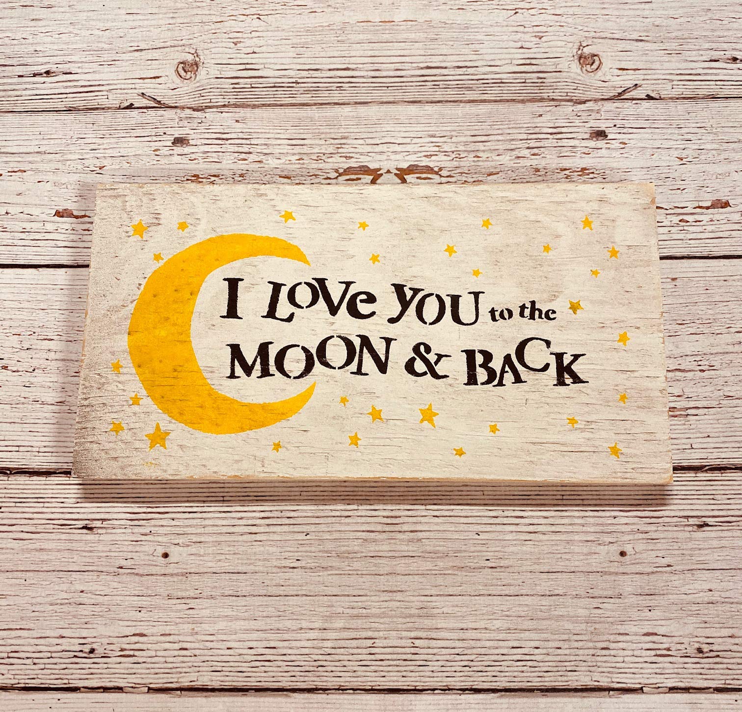 I Love You To The Moon And Back Wood Sign - Nursery Wall Decor, Baby Room Crib Decor with Moon & Stars - Perfect Baby Shower Gift for New Parents (Gender Neutral Nursery Decor, Kids Bedroom Decoration)