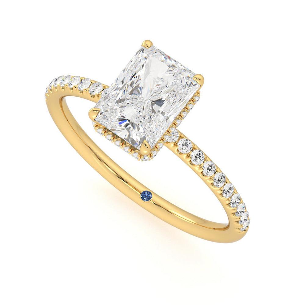 Radiant Cut Moissanite Engagement Ring with Hidden Halo & Anniversary Stone Accent - Elegant Wedding Proposal Ring for Her, Perfect for Anniversaries & Special Occasions