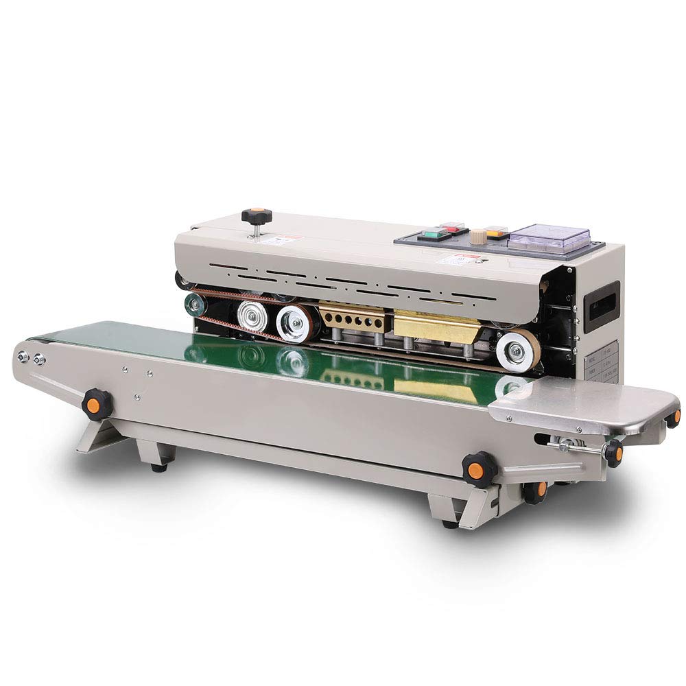 FR-900 Automatic Horizontal Continuous Sealing Machine for Plastic Bags - Heat Sealer with Stamp Coding Function | Ideal for Food Packaging, Retail & E-commerce Businesses