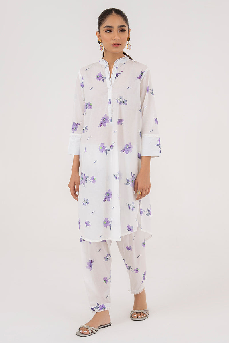 LILAC BLOOM 2-Piece Women's Outfit Set (Shirt & Pants) - Casual Spring Floral Print Matching Set for Brunch, Shopping & Office Wear