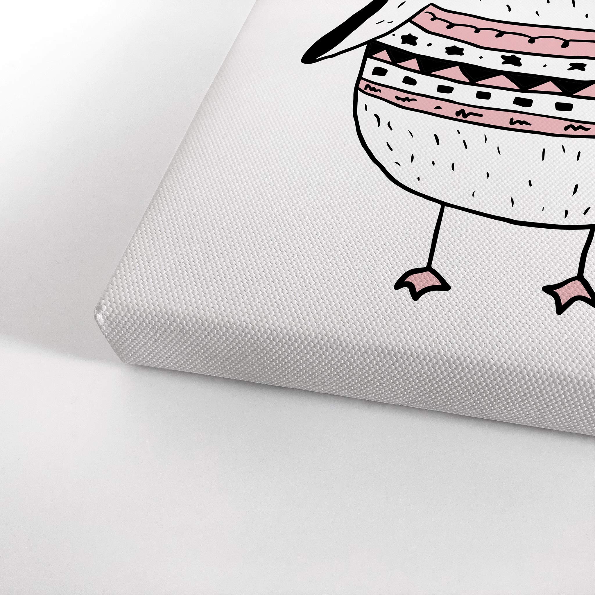Handmade Penguin Canvas Wall Art - Scandinavian Illustration Kids Room Decor, Nursery Wall Art, Ready to Hang (36x24 inches) - Perfect for Baby Rooms, Playrooms & Children's Bedrooms | 100% Made in USA