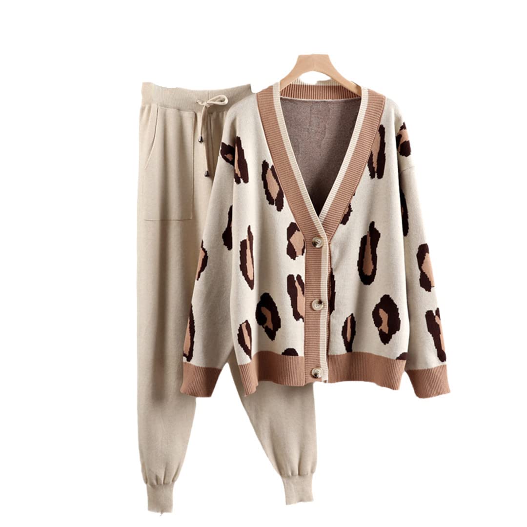 Women's Autumn Knit Cardigan & Harem Pants 2-Piece Set - Cozy Winter Tracksuit Outfit for Casual Wear, Lounge & Street Style