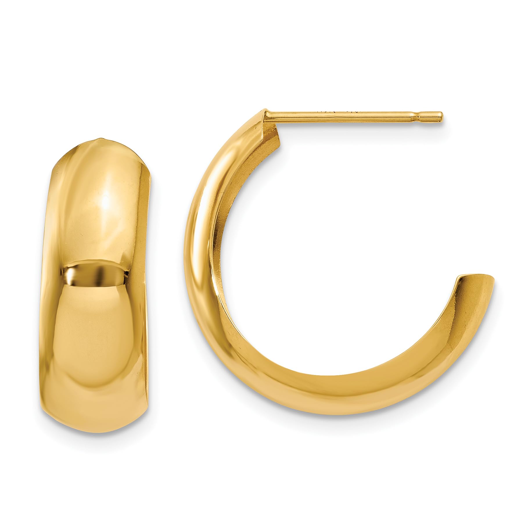 14K Solid Yellow Gold 6.5mm J Small Hoop Earrings for Women - Classic Dainty Everyday Jewelry - Perfect for Work, Date Night & Gifts