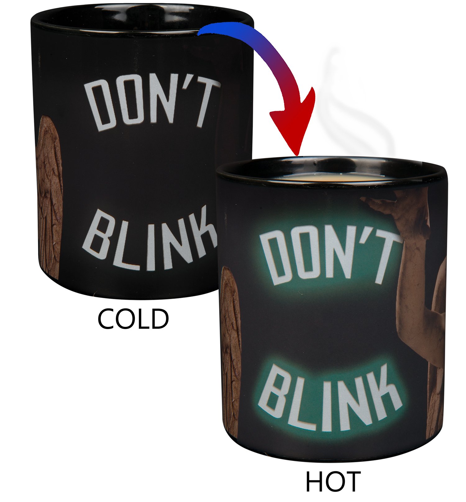 Doctor Who Heat Reveal Ceramic Coffee Mug - Weeping Angel Design Changes with Temperature | Perfect Gift for Sci-Fi Fans & Coffee Lovers | Office, Home & Geek Decor