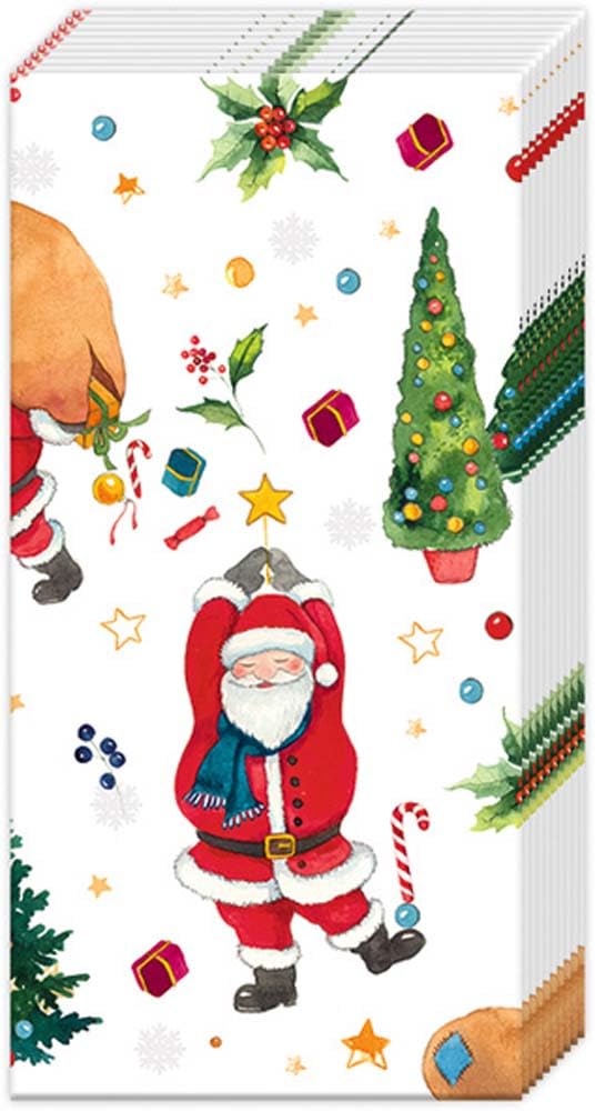 IHR Ideal Home Range Pocket Tissues 4-Ply Facial Tissue Pack, 10-Count, Santa's Look - Soft Travel Tissues for Holiday Gifts, Office, Car & Purse