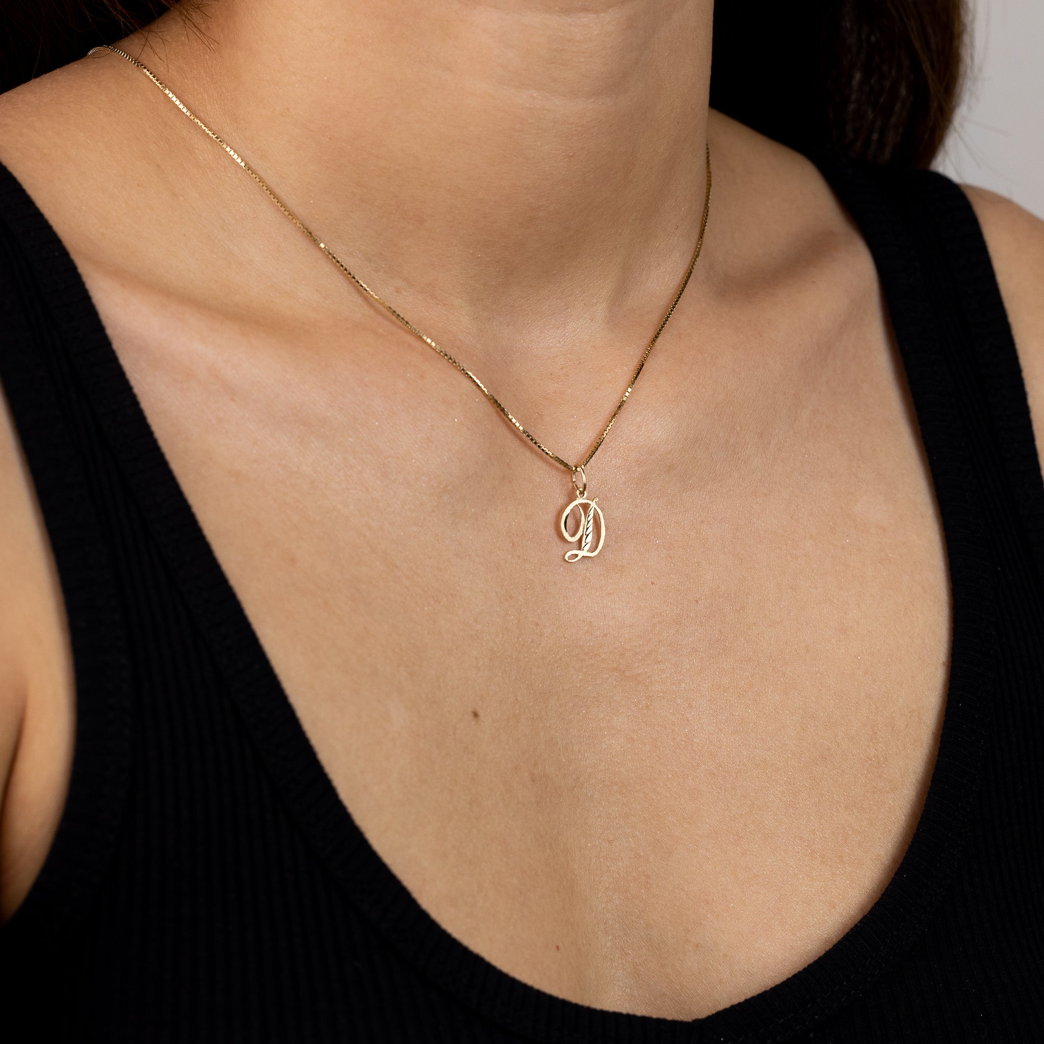 14K Gold Cursive Letter D Pendant Necklace - Personalized Initial Charm for Women - Perfect for Birthdays, Anniversaries & Gifts