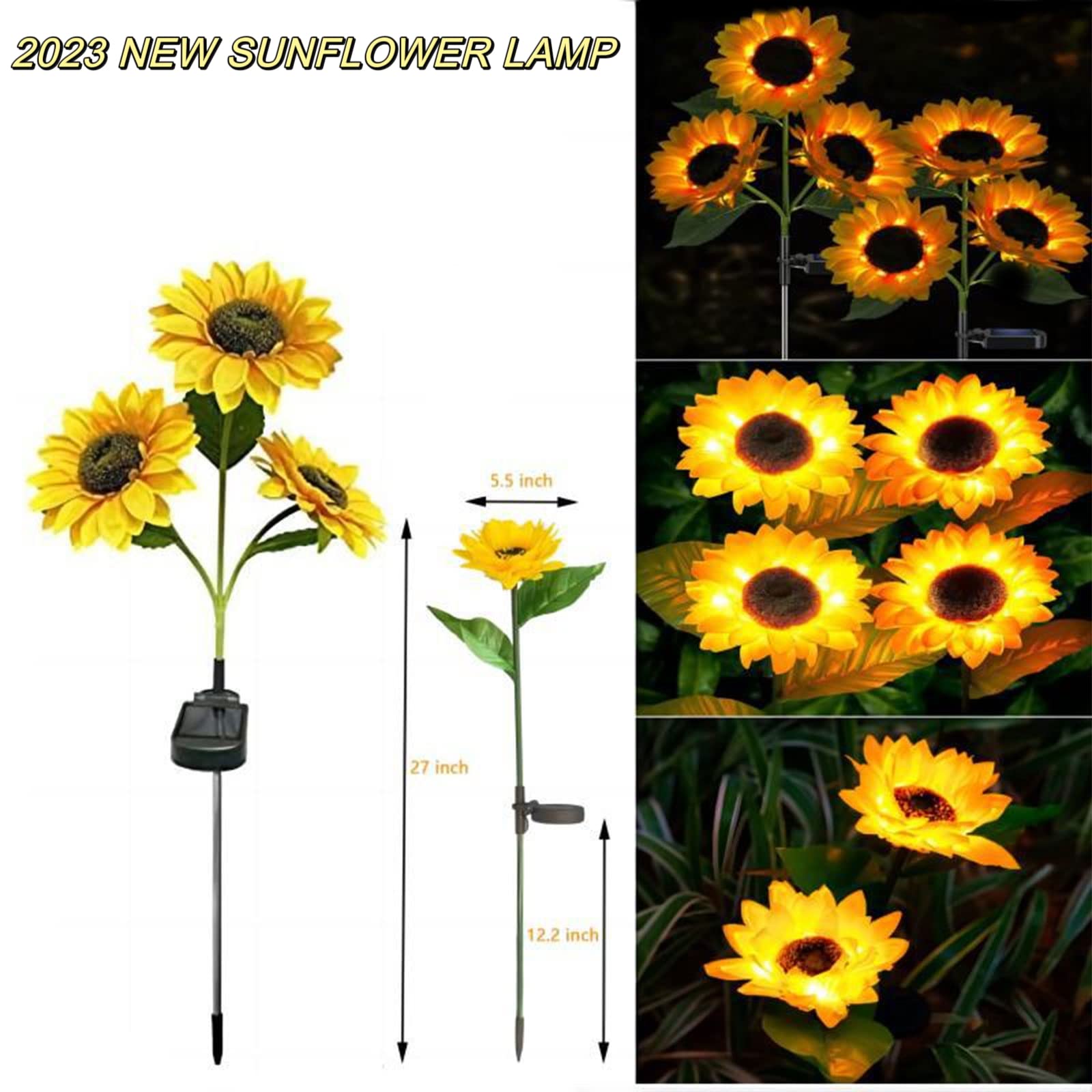 2 Pack Waterproof Solar Sunflower Stake Lights - Outdoor Garden Decor with 6 LED Sunflower Flowers for Yard, Pathway & Patio Lighting | Weatherproof Solar Powered Landscape Decoration for Garden, Lawn & Backyard
