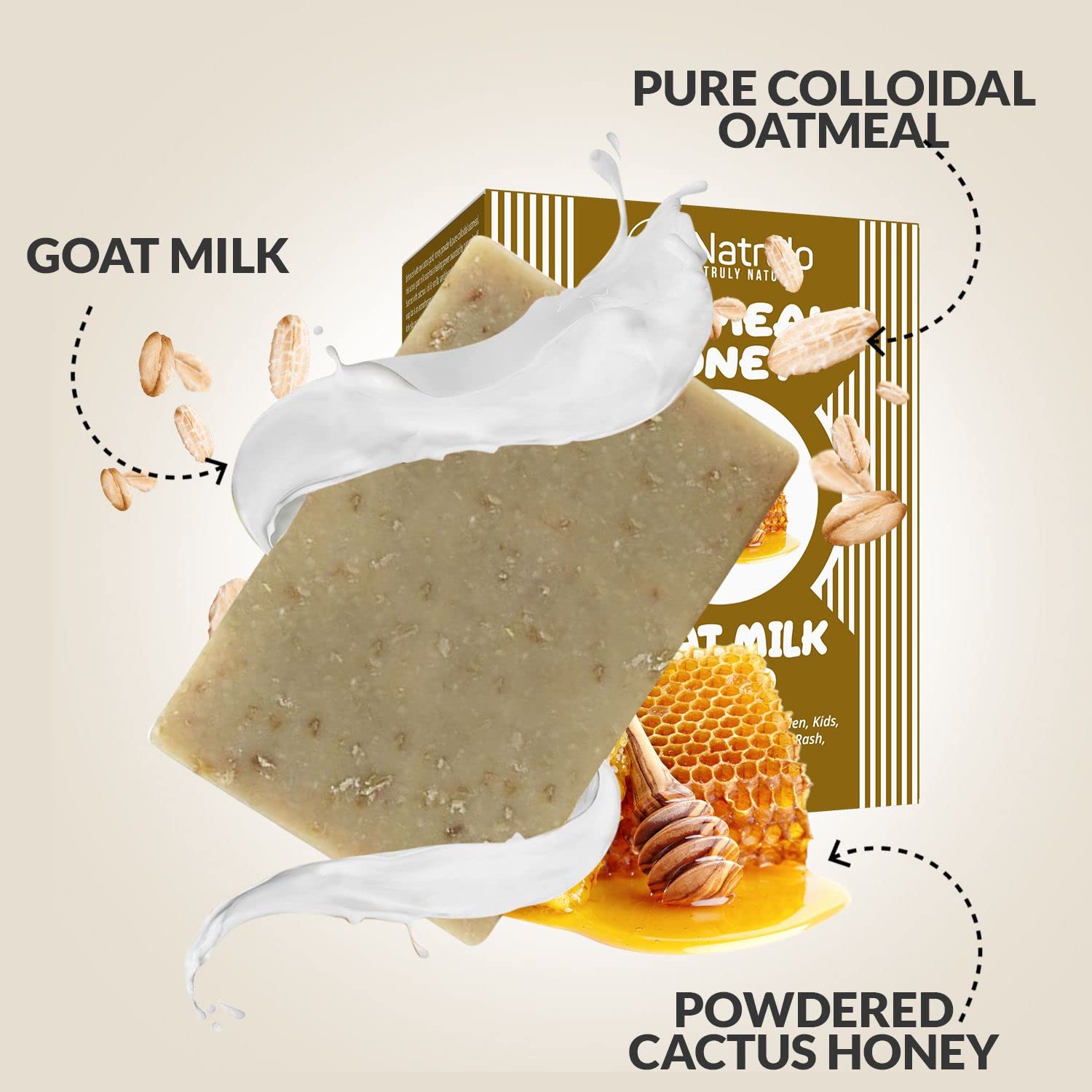 Cactus Honey & Oats Goat Milk Soap Bar 4oz - Natural Moisturizing Soap for Dry, Itchy Skin & Eczema Relief - Gentle Face & Body Cleanser with Colloidal Oatmeal - Perfect for Sensitive Skin Care, Sunburn Relief & Daily Bathing (Pack of 2)
