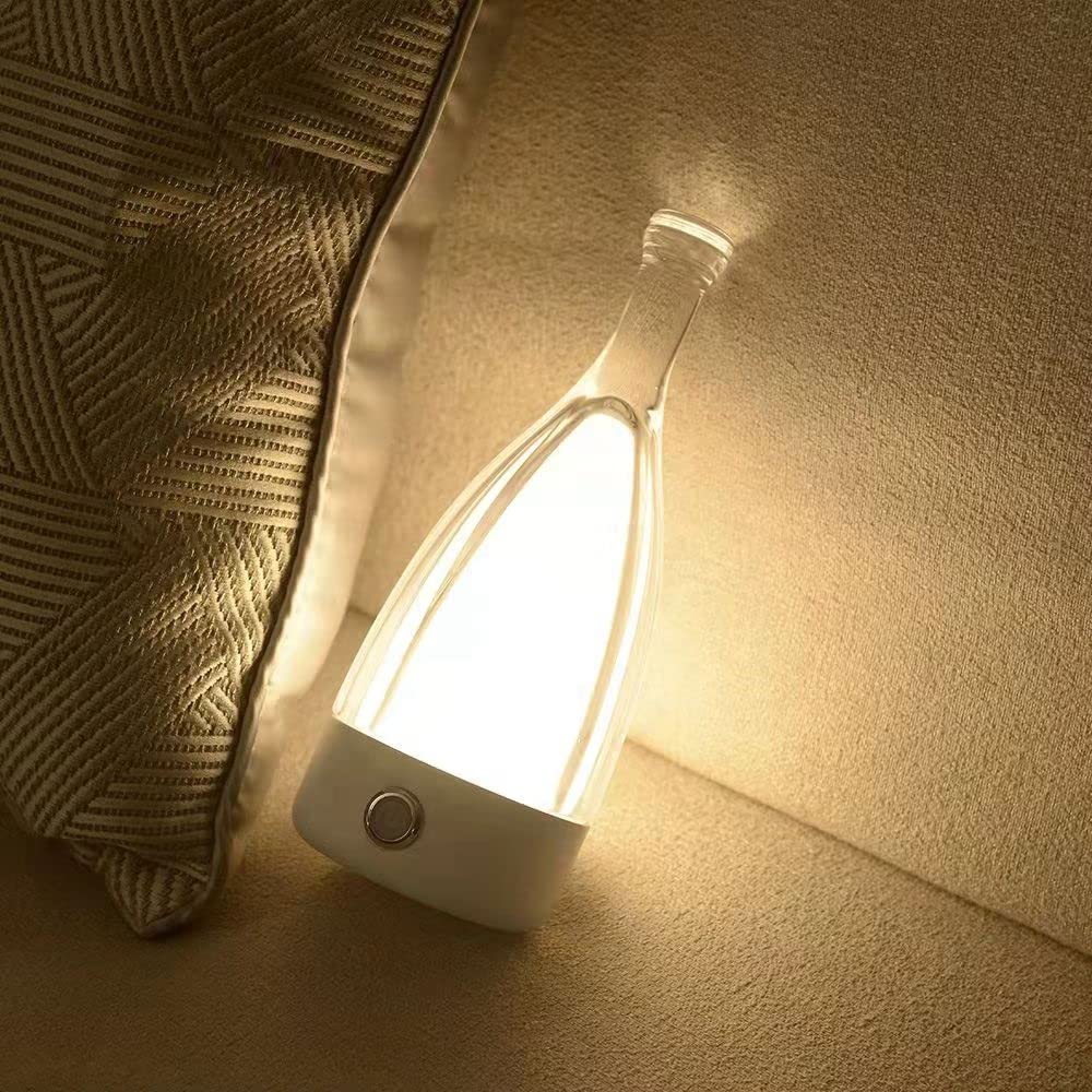 Anna Modern Table Lamp - Portable Wireless LED Bottle Light with Dimming Touch Control, USB Rechargeable for Home, Office, Hotel & Restaurant Decor | Perfect for Bedside, Desk & Dining Ambience (Red)