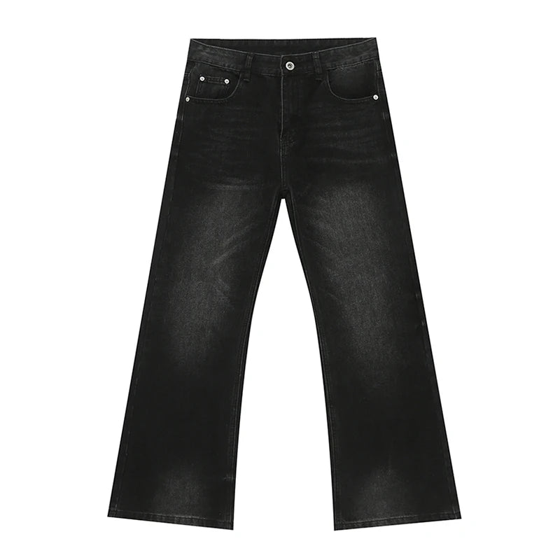2024 Trendy American Men's Boot Cut Denim Jeans - Casual Loose Fit Wide Leg Zipper Pants for Everyday Wear | Style 9C7288 | Perfect for Streetwear & Casual Outings