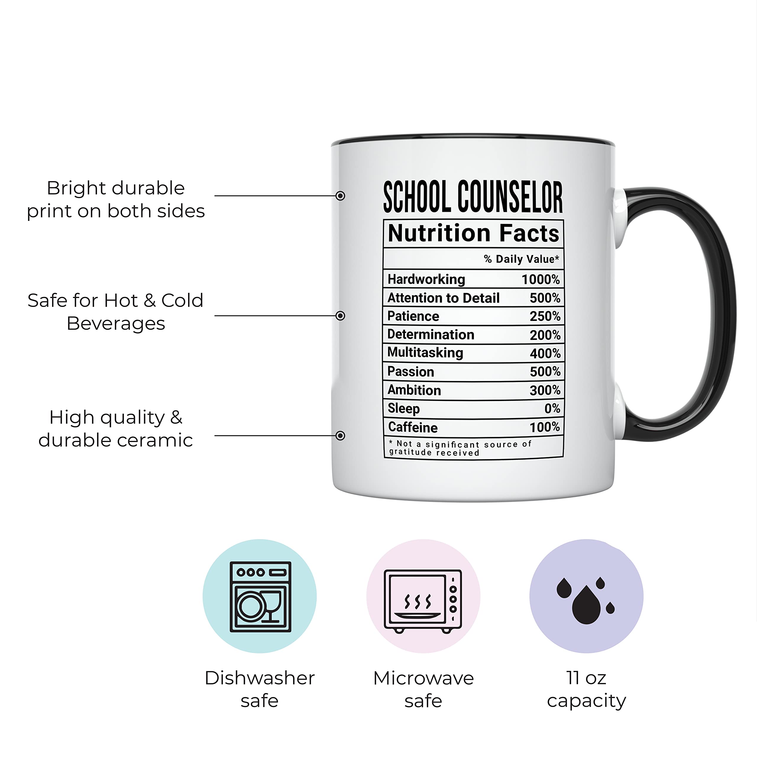 YouNique Designs 11oz School Counselor Mug - Perfect Gift for Therapists & Counselors - Black Handle Coffee Cup for Office, Home, or School Use