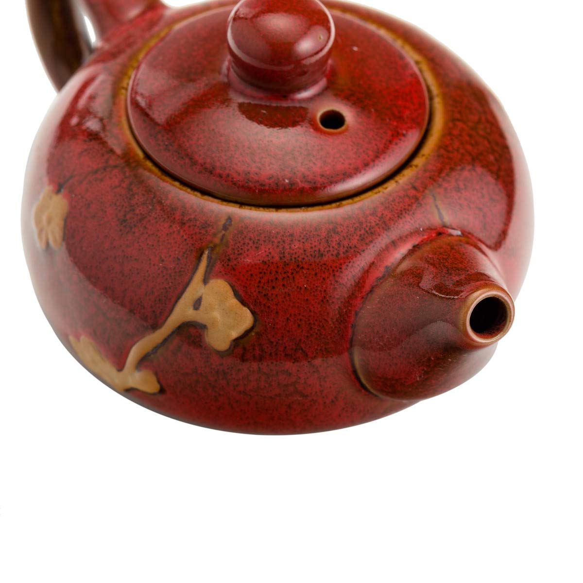 Premium Handmade Chinese & Japanese Ceramic Tea Set - Traditional Tea Ceremony Kit with Teapot, 6 Teacups & Bamboo Tray (Red) - Perfect for Home Tea Parties, Zen Meditation & Cultural Gift Giving