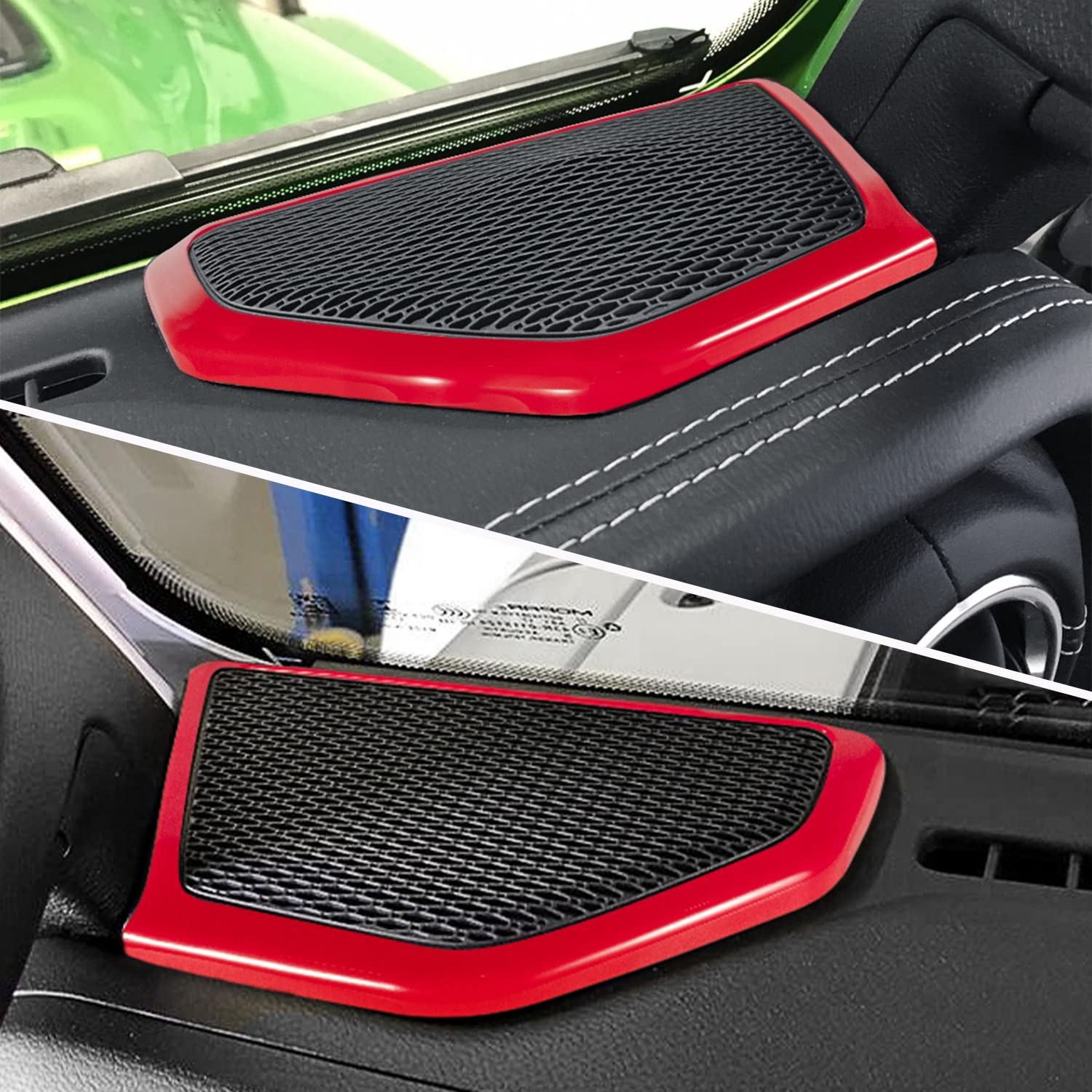 ABS A Pillar Speaker Cover Trim Stickers - Red Car Interior Accessories for Jeep Wrangler JL & JLU (2018-2024) | Enhance Sound & Style for Off-Road Adventures