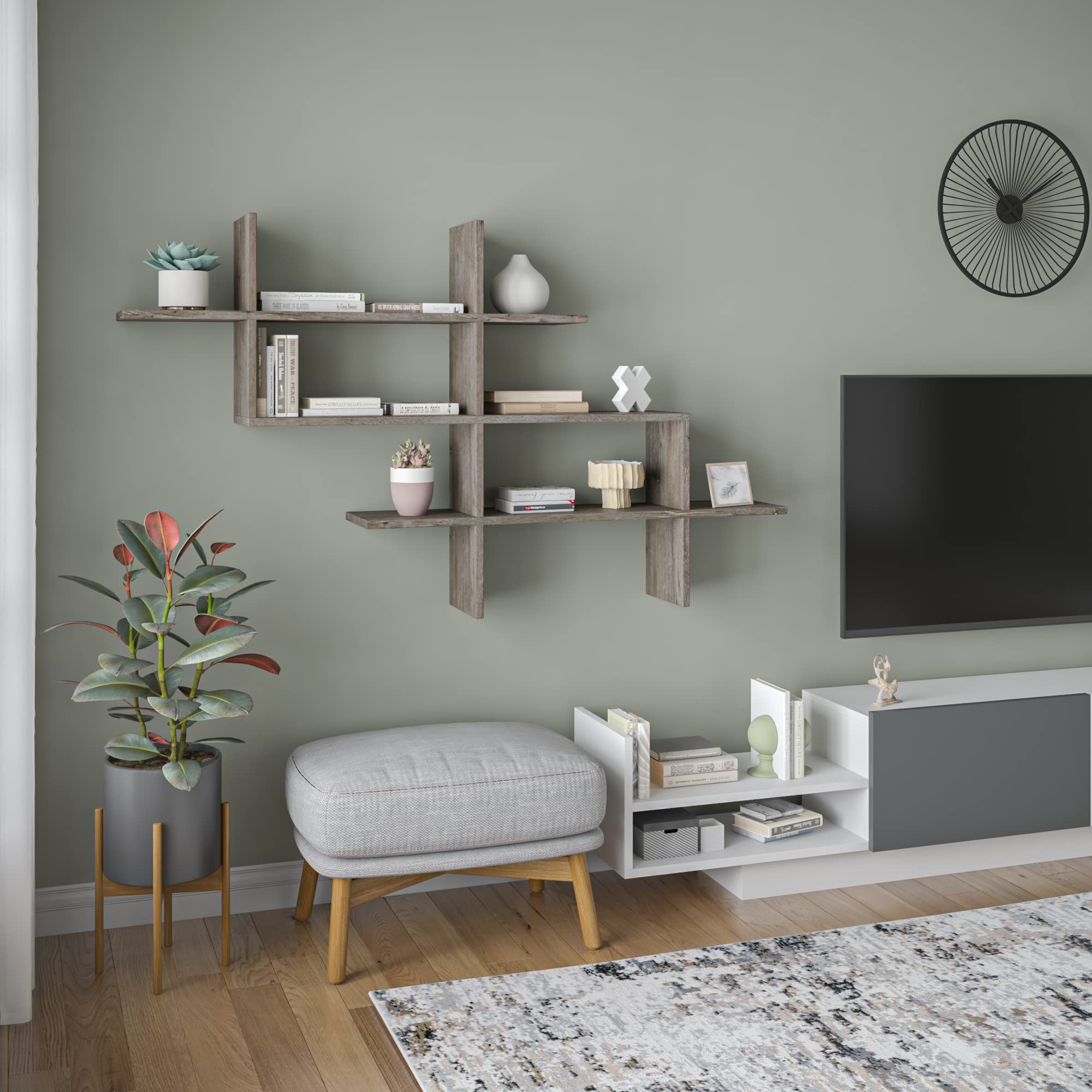Modern Dark Brown Wall Shelf 32.5