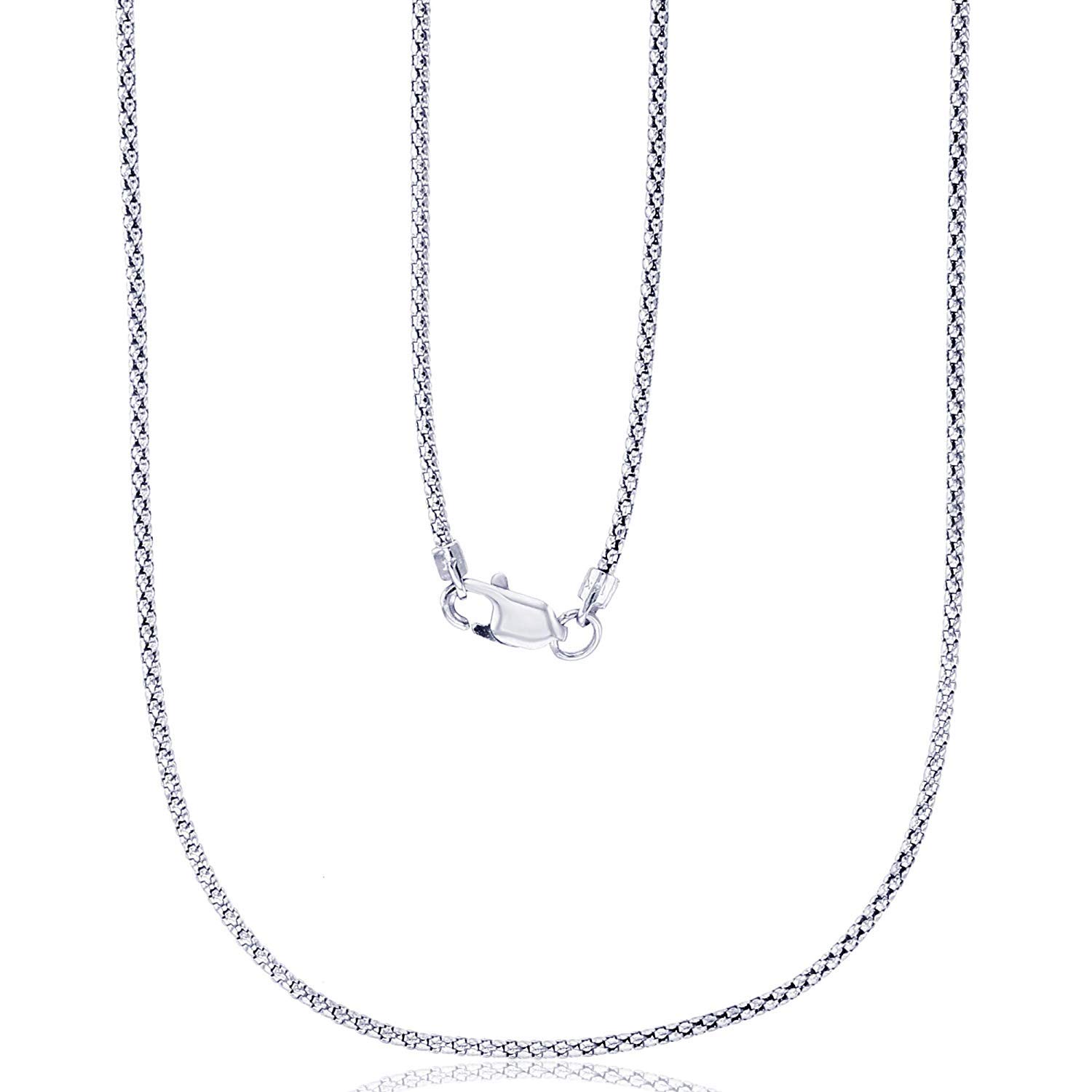14K Solid Gold 1.30mm Popcorn Chain Necklace with Lobster Claw Clasp - Yellow or White Gold Italian Style Unisex Jewelry for Men & Women | Perfect for Everyday Wear, Gifts, and Special Occasions