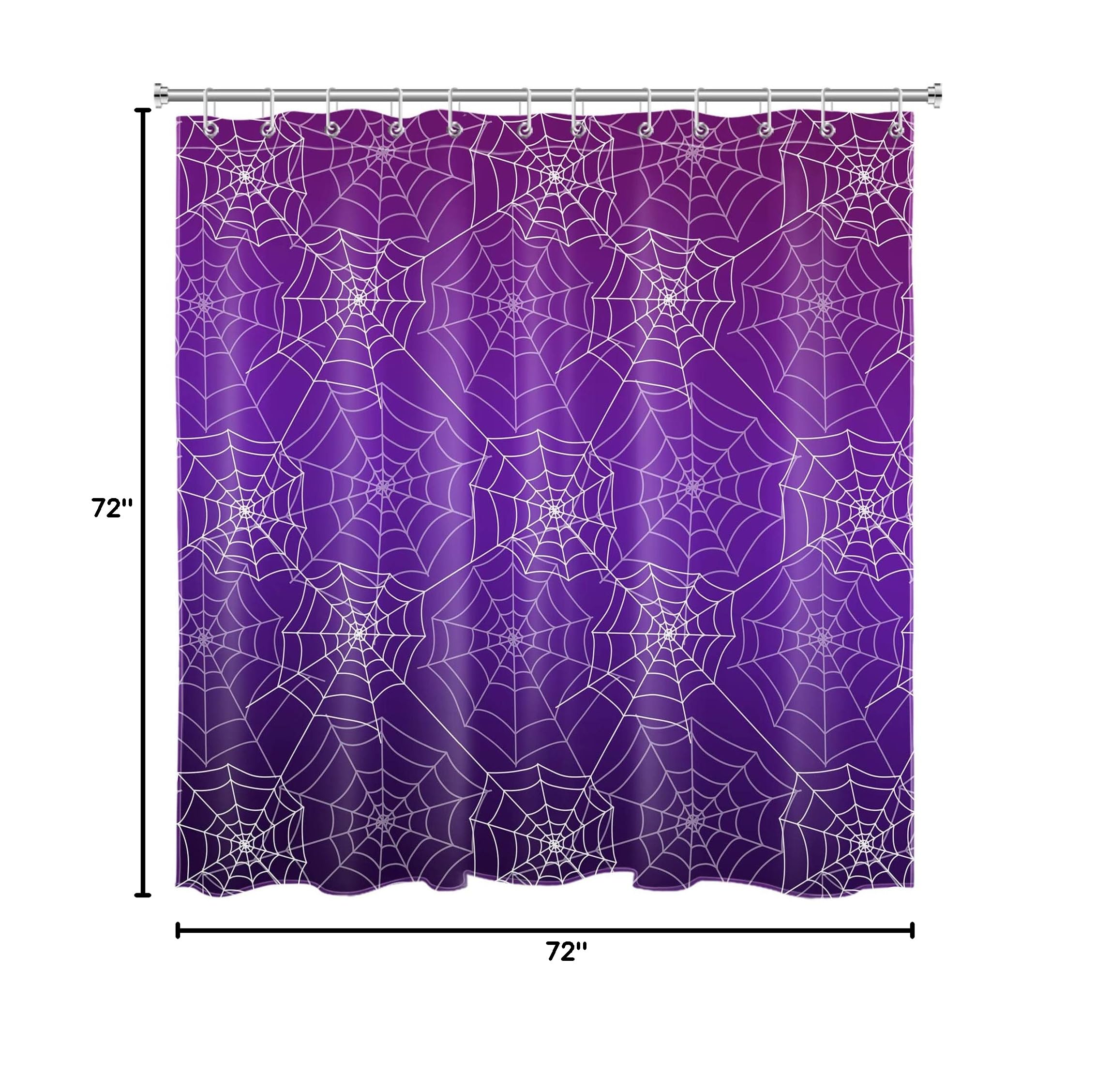 Spooky Halloween Shower Curtain with Spider Web Design - Purple Horror Bathroom Decor Set Includes 12 Hooks, 72x72 Inch Polyester Fabric - Perfect for Halloween Party Decorations, Haunted House Themes & Spooky Bathroom Makeovers