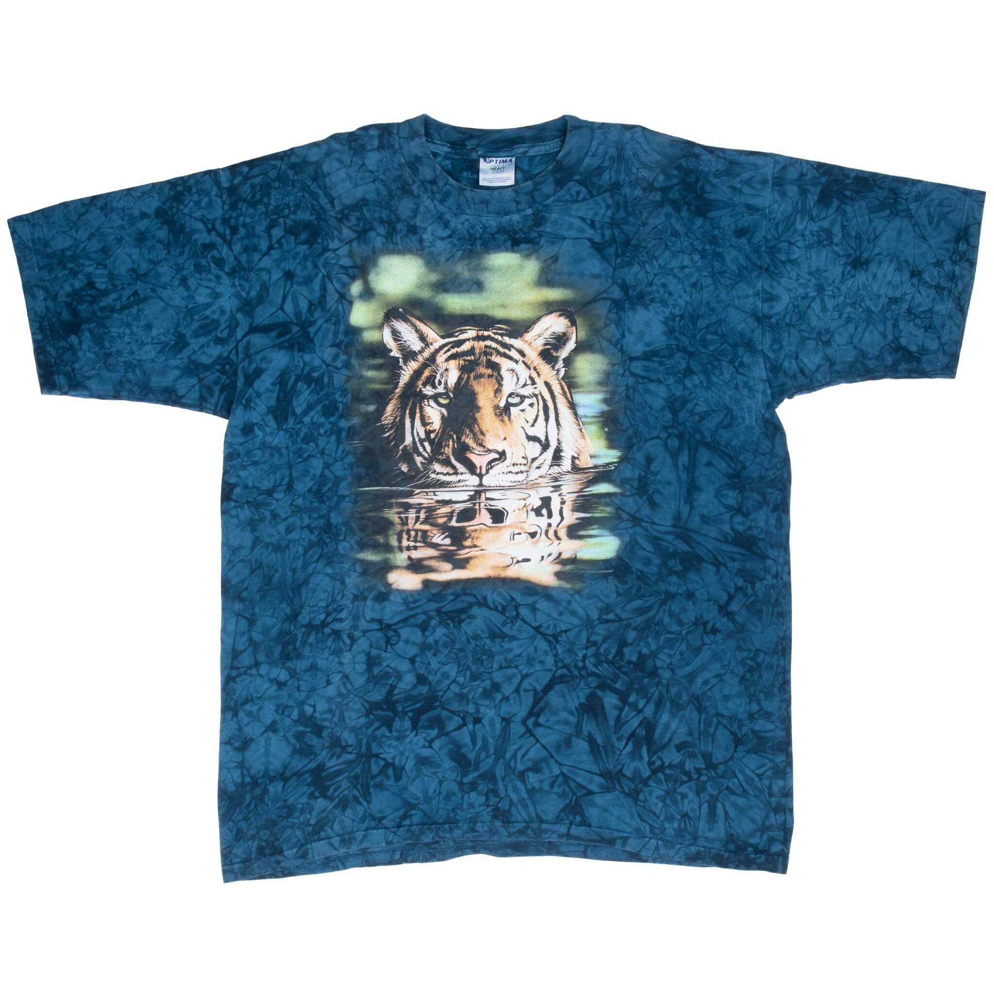 Vintage Animal Print Tiger 2000s Tie Dye T-Shirt XL - Retro Graphic Tee for Men & Women, Casual Streetwear, Festival Outfit, 90s Inspired Fashion