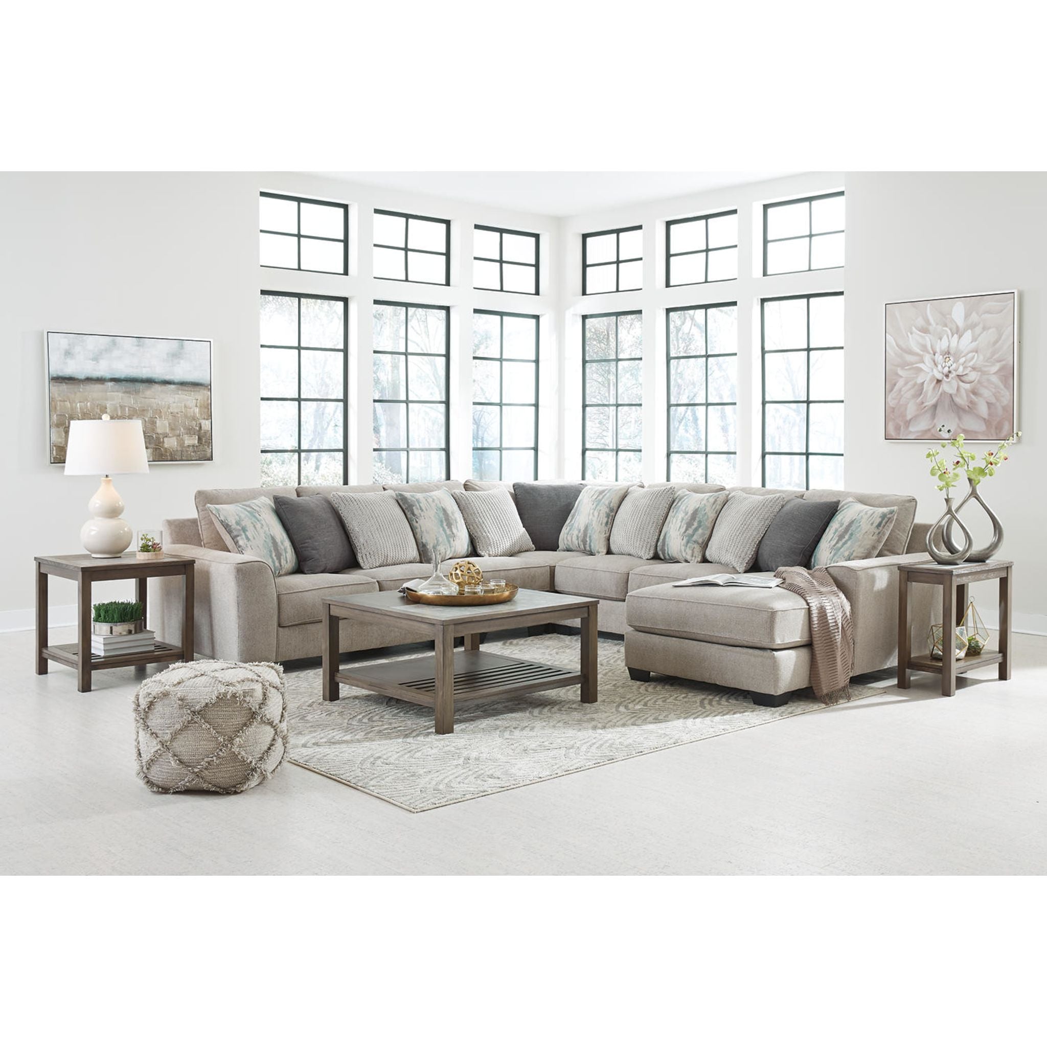 Ardsley 5-Piece Sectional Sofa with Chaise Lounge - Modern L-Shaped Couch Set for Living Room, Family Room & Home Theater - Soft Fabric Upholstery & Comfortable Seating