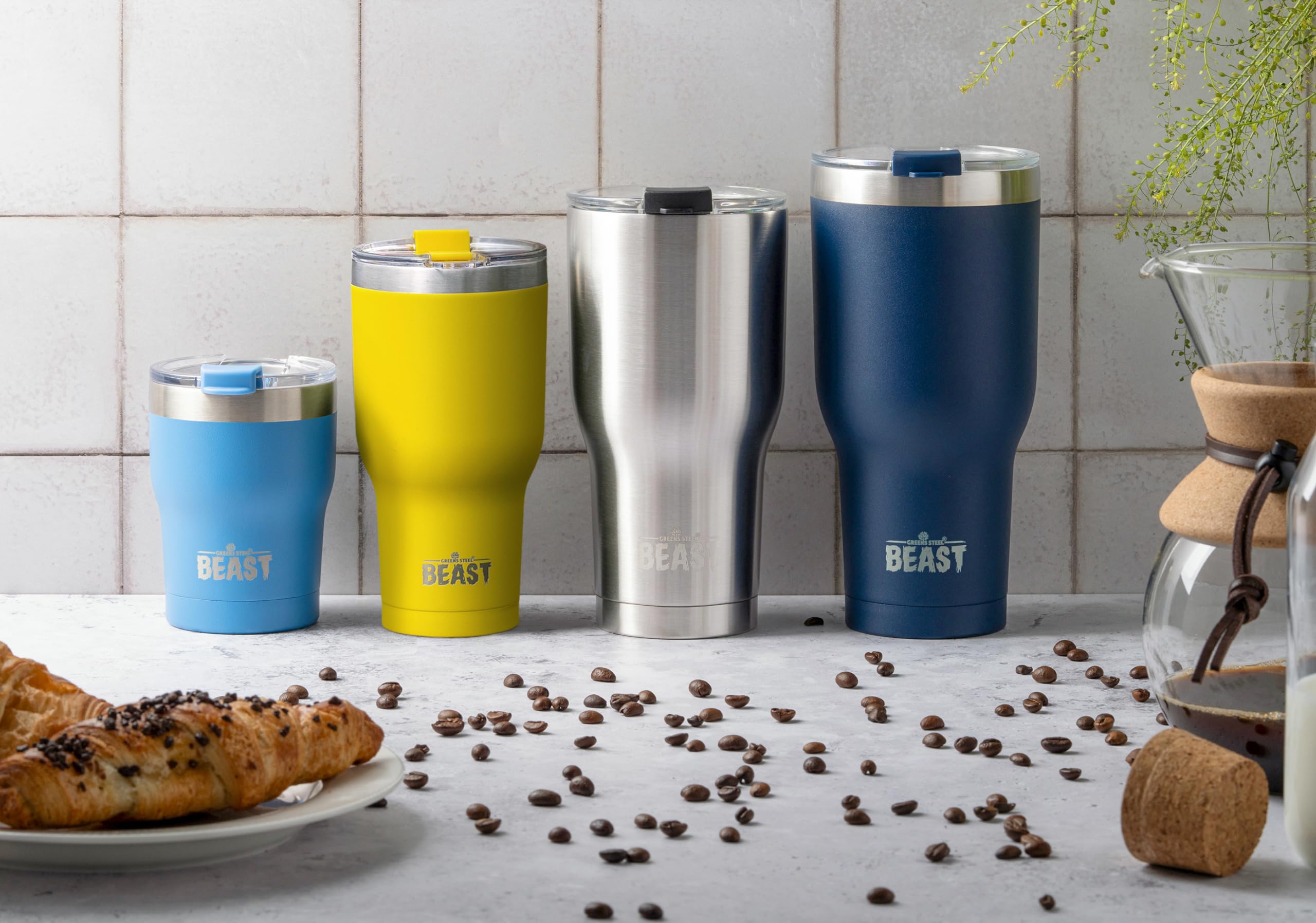 Beast 20 oz Stainless Steel Tumbler - Vacuum Insulated Double Wall Travel Mug for Coffee & Iced Drinks (Lemon) - Perfect for Office, Gym, Camping & Outdoor Activities