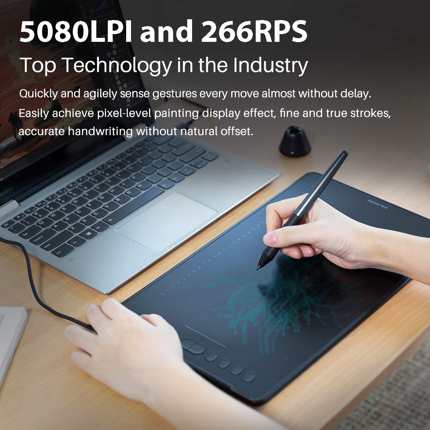 HUION Inspiroy H1161 Graphics Drawing Tablet with 8192 Pressure Sensitivity - Compatible with Android, Chromebook, Windows & Mac - Battery-Free Stylus Included - Perfect for Digital Art, Animation, Online Teaching & Remote Work