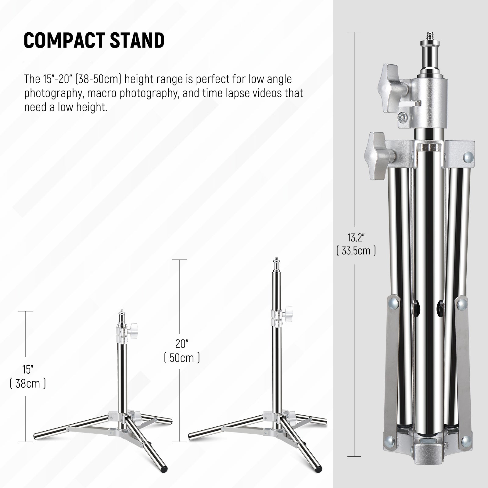 NEEWER ST 50SS/ST 80SS Professional Stainless Steel Light Stand for Photography, Video Studio, YouTube Content Creation - Heavy Duty Tripod for Camera, Lighting Equipment, and Video Production