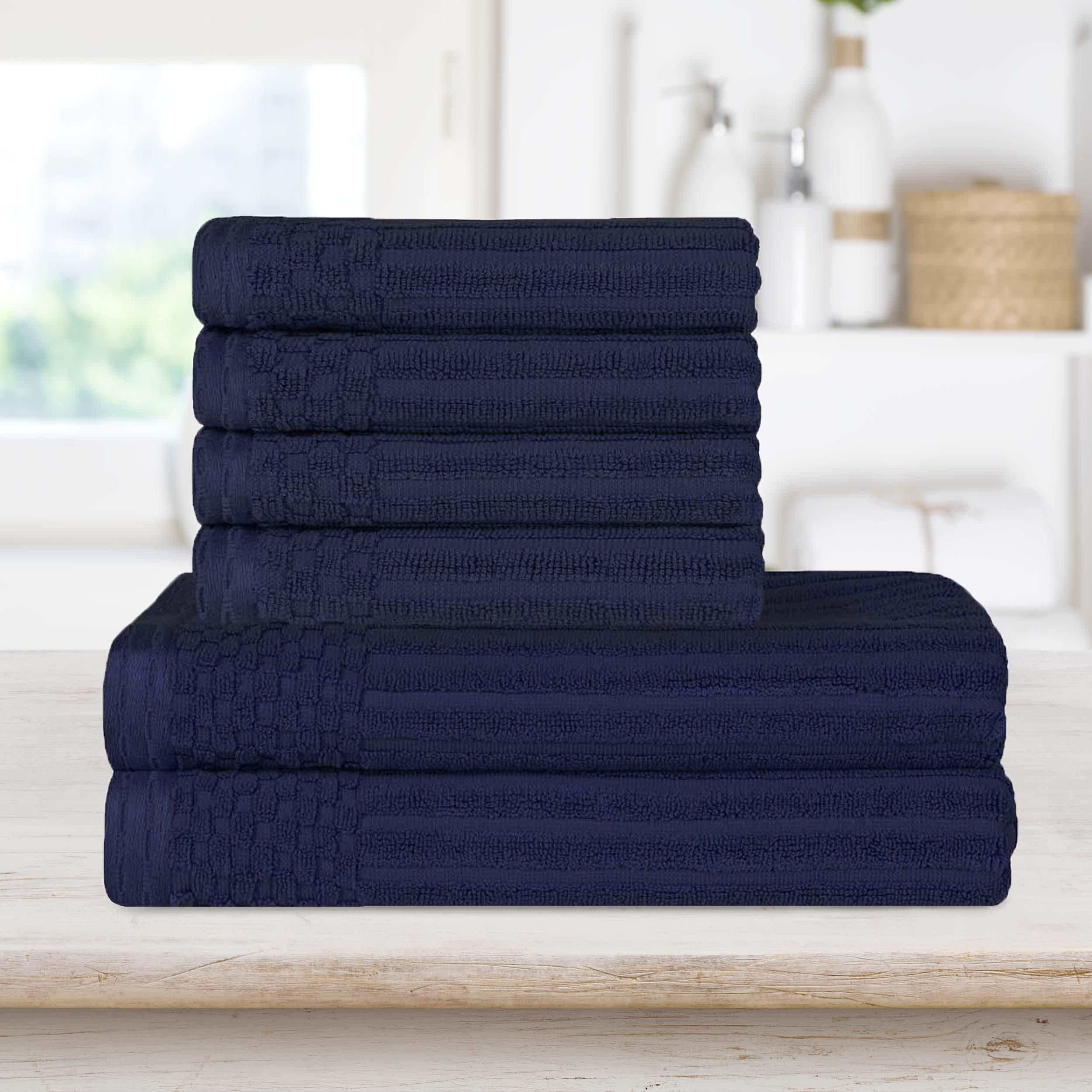 Premium Soho Ribbed Textured Cotton Bath Towel Set - Ultra Absorbent & Quick Dry Hand & Bath Towels for Spa, Gym & Luxury Home Use