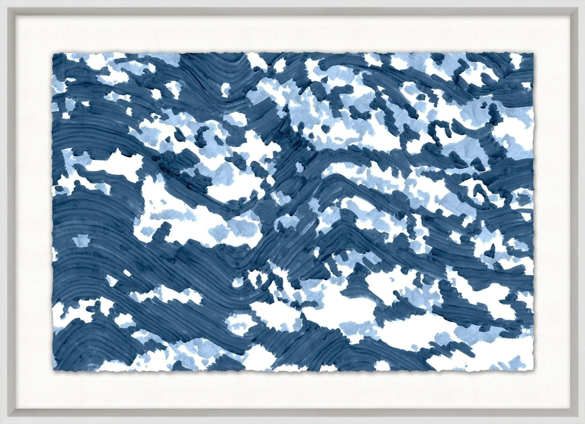 Blue Dappled Waves 2 Framed Wall Art - Modern Ocean Themed Canvas Painting for Living Room, Bedroom & Office Decor