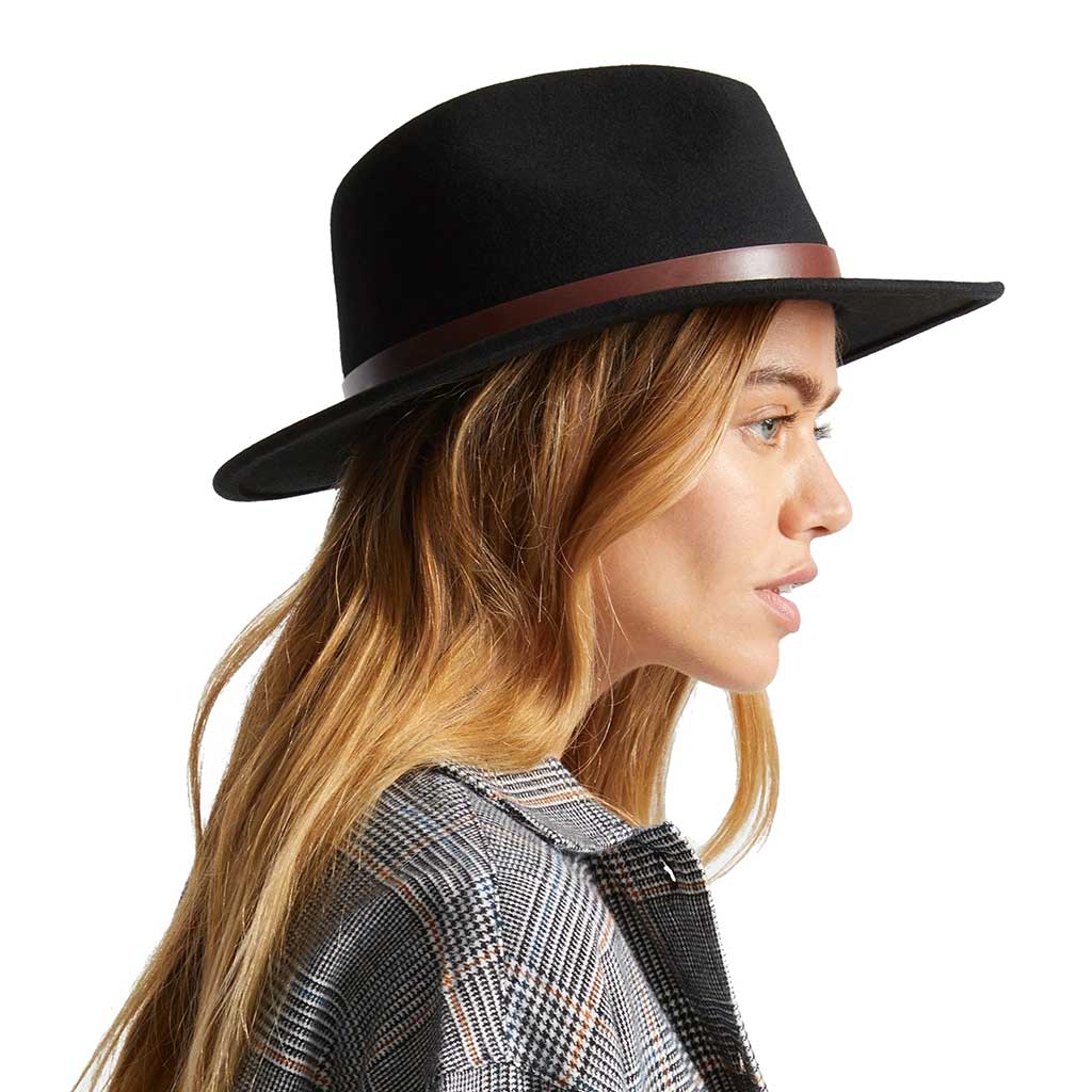 Brixton Messer Fedora Hat for Men - Classic Black Wool Felt Fedora for Outdoor, Casual, and Formal Wear