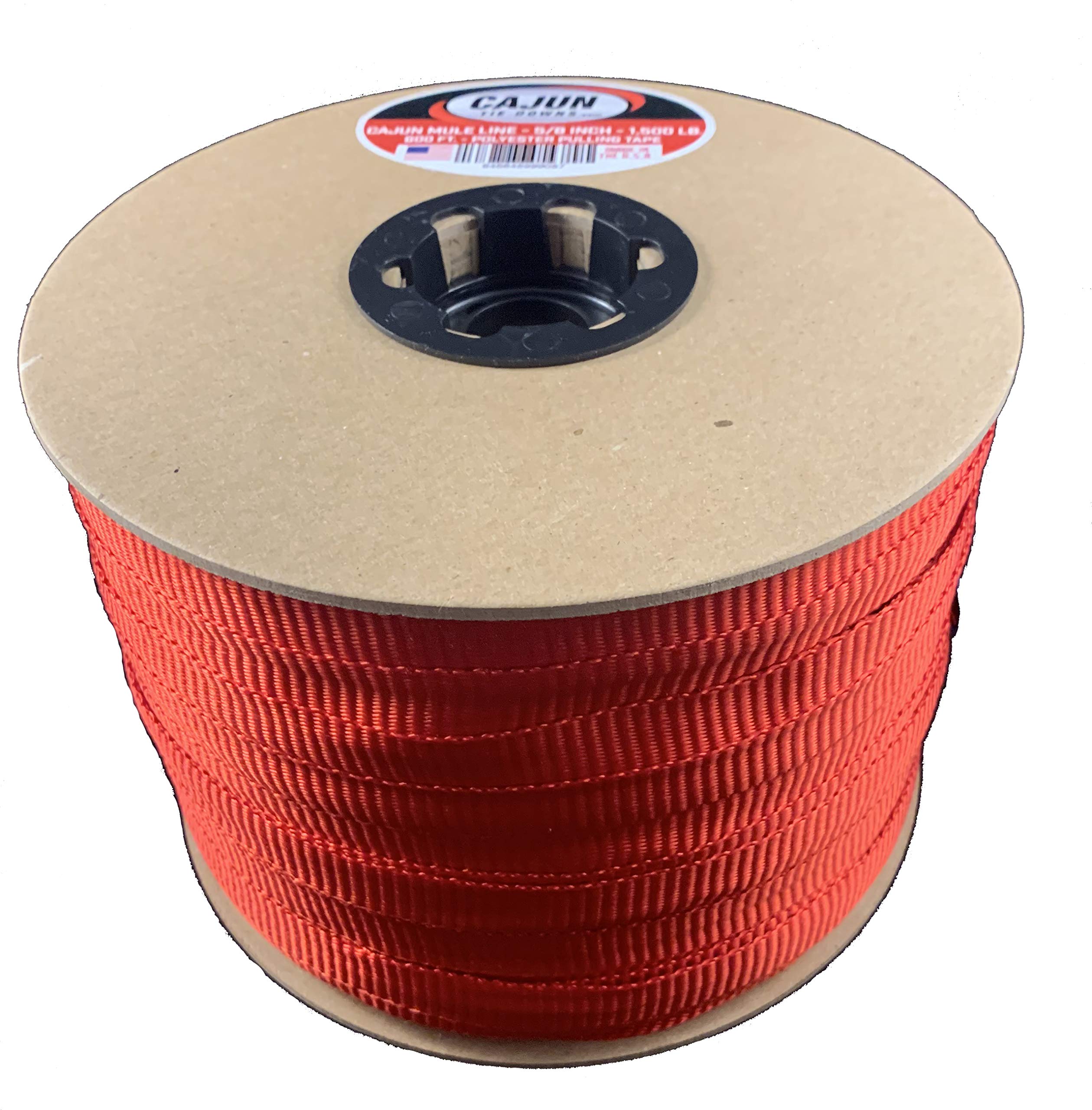 5/8 Inch Black Cajun Pull Line - 1500 lb Heavy Duty Polyester Pulling Tape - Made in USA - Ideal for Cable Installation, Construction & Utility Work
