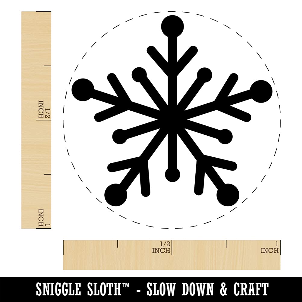 Star Snowflake Self-Inking Rubber Stamp - 1 Inch Medium Red Ink Stamper for DIY Crafts, Scrapbooking, Planner Decorations & Holiday Card Making
