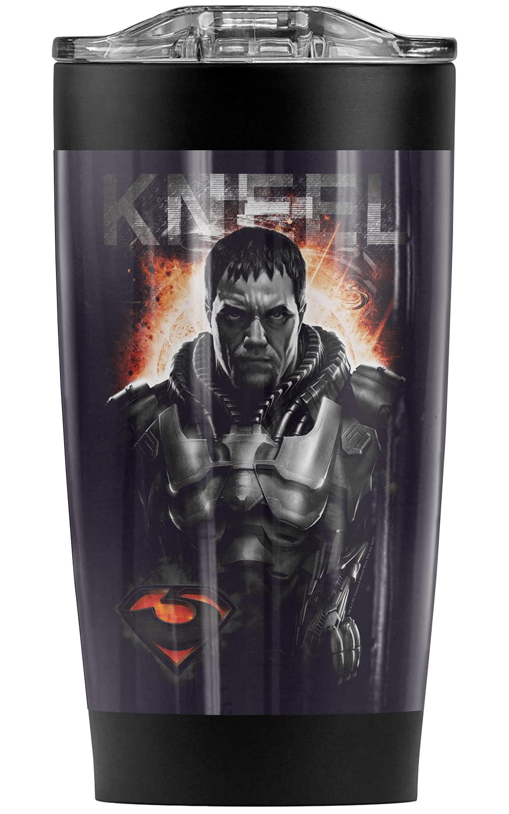Superman Man of Steel Zod Kneel Stainless Steel Tumbler 20oz - Vacuum Insulated Double Wall Coffee Travel Mug with Leakproof Lid - Keeps Hot & Cold for Hours - Perfect for Office, Gym, Camping & Road Trips