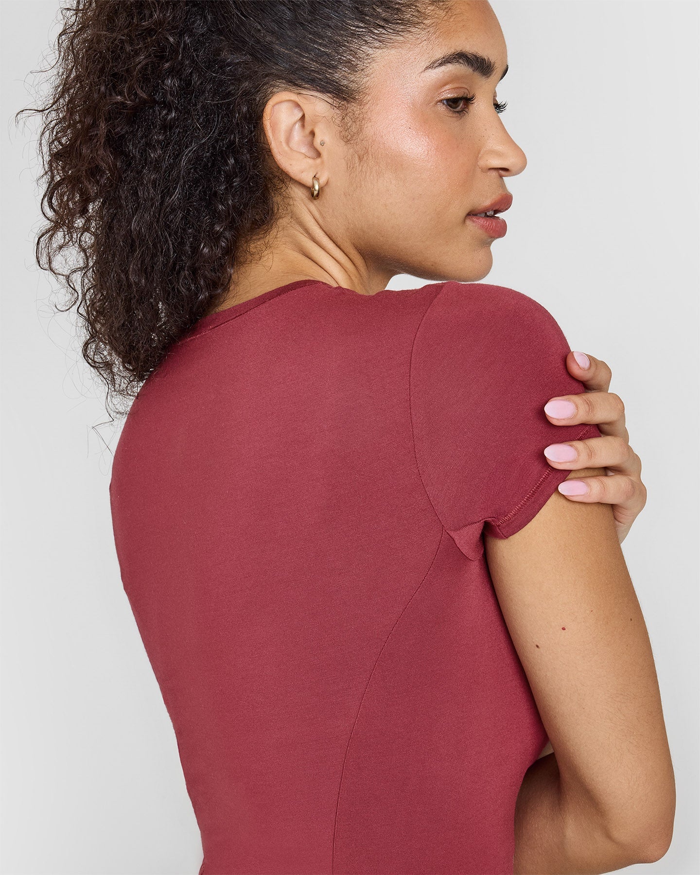Mellow™ Soft Mid Short Sleeve T-Shirt for Women - Comfortable Cotton Tee in Burnt Cherry | Perfect for Casual Wear, Summer Outfits & Everyday Comfort