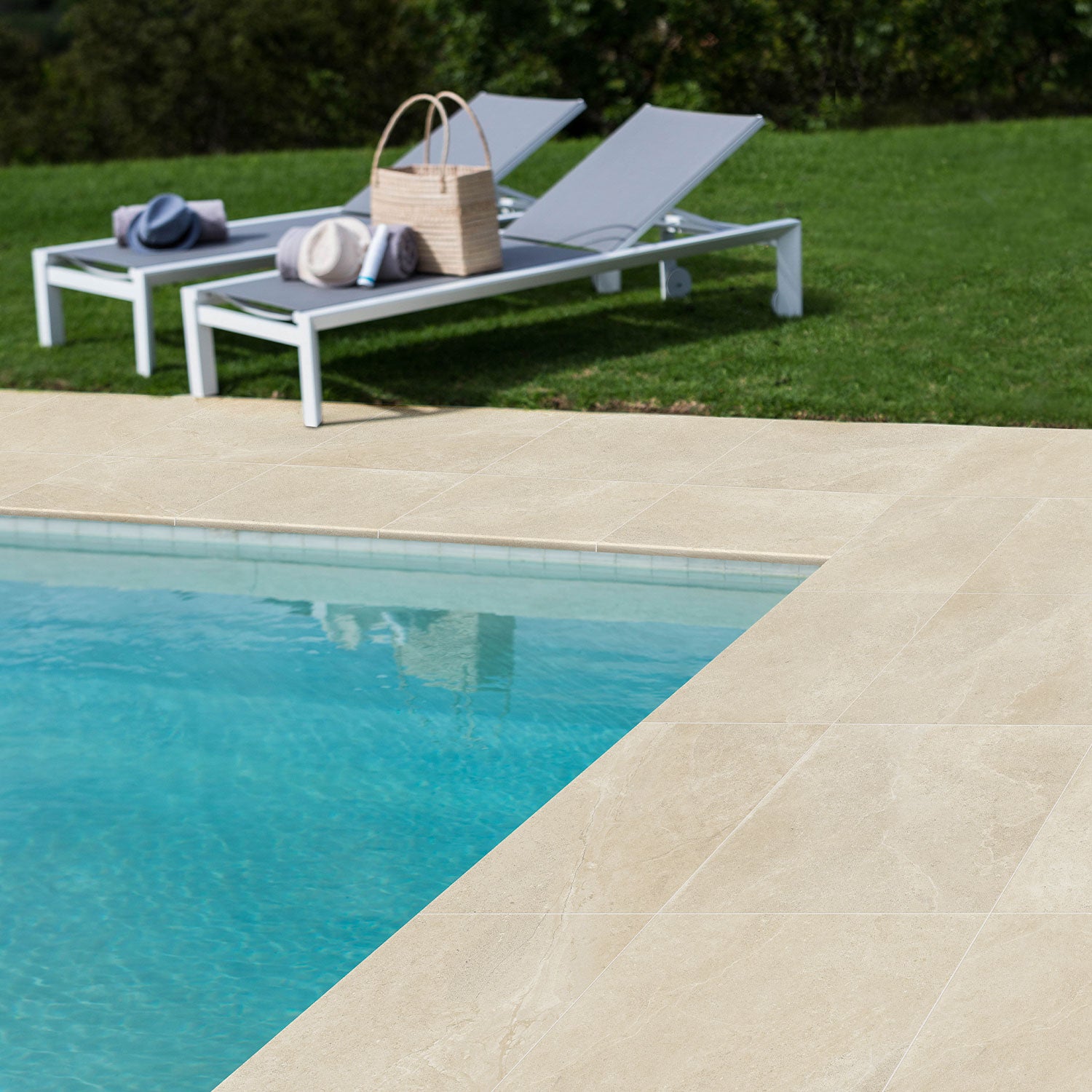 600x600x20mm Outdoor Porcelain Tile - Marble Look Pavers for Patio, Garden & Poolside - Slip Resistant & Durable Sand Color Stone Effect