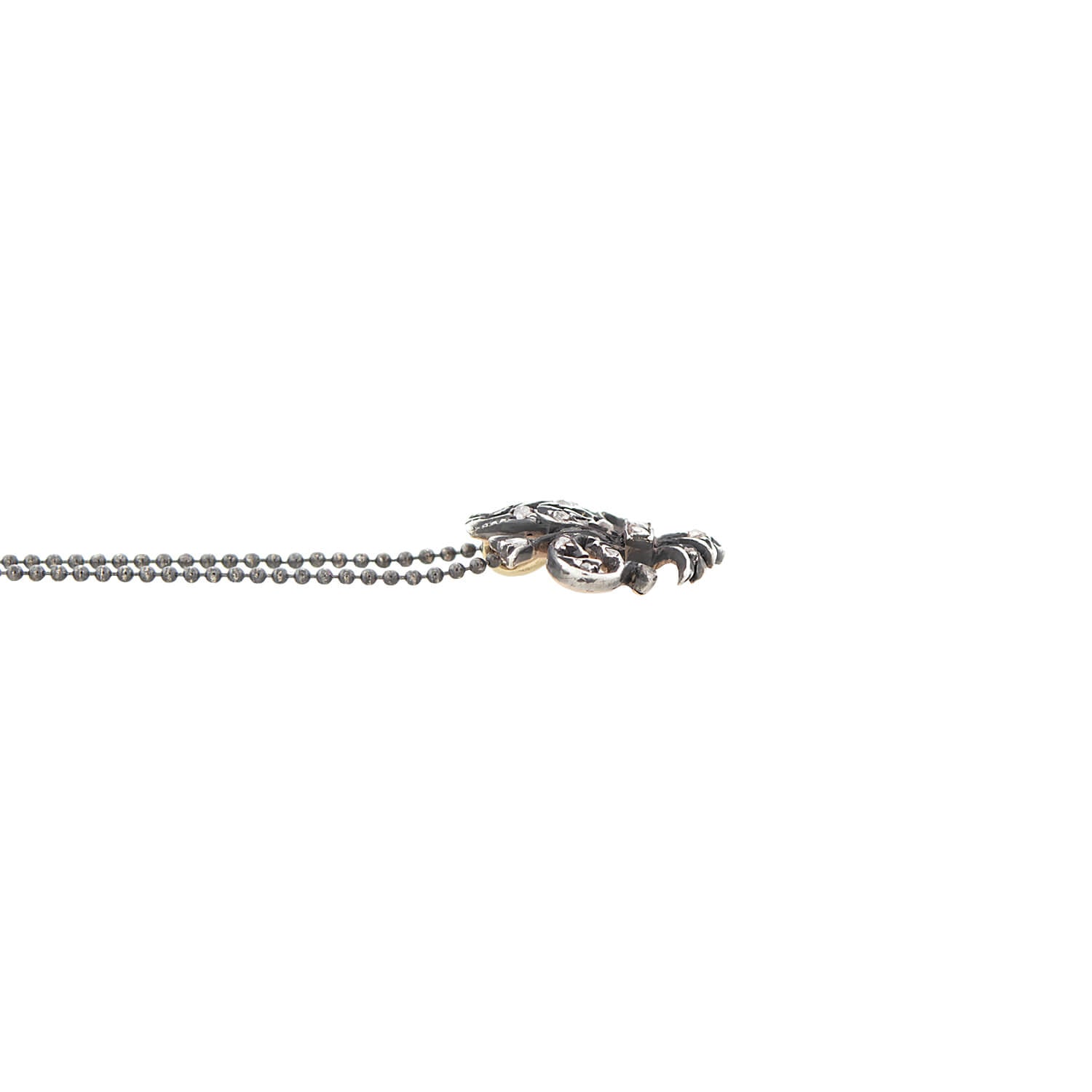 Victorian Style 14K Gold & Sterling Silver Diamond Fleur de Lis Pendant Necklace - Elegant Jewelry Gift for Women, Perfect for Weddings & Special Occasions