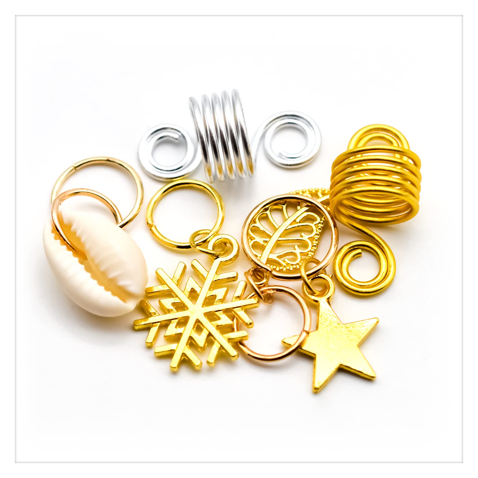 Skyzone 150PCS Women's Hair Jewelry Set - Braids Accessories with Metal Cuffs, Hair Rings, Shell Charms & Star Pendants for Dreadlocks & Braiding | Perfect for Boho, Festival & Everyday Hairstyles
