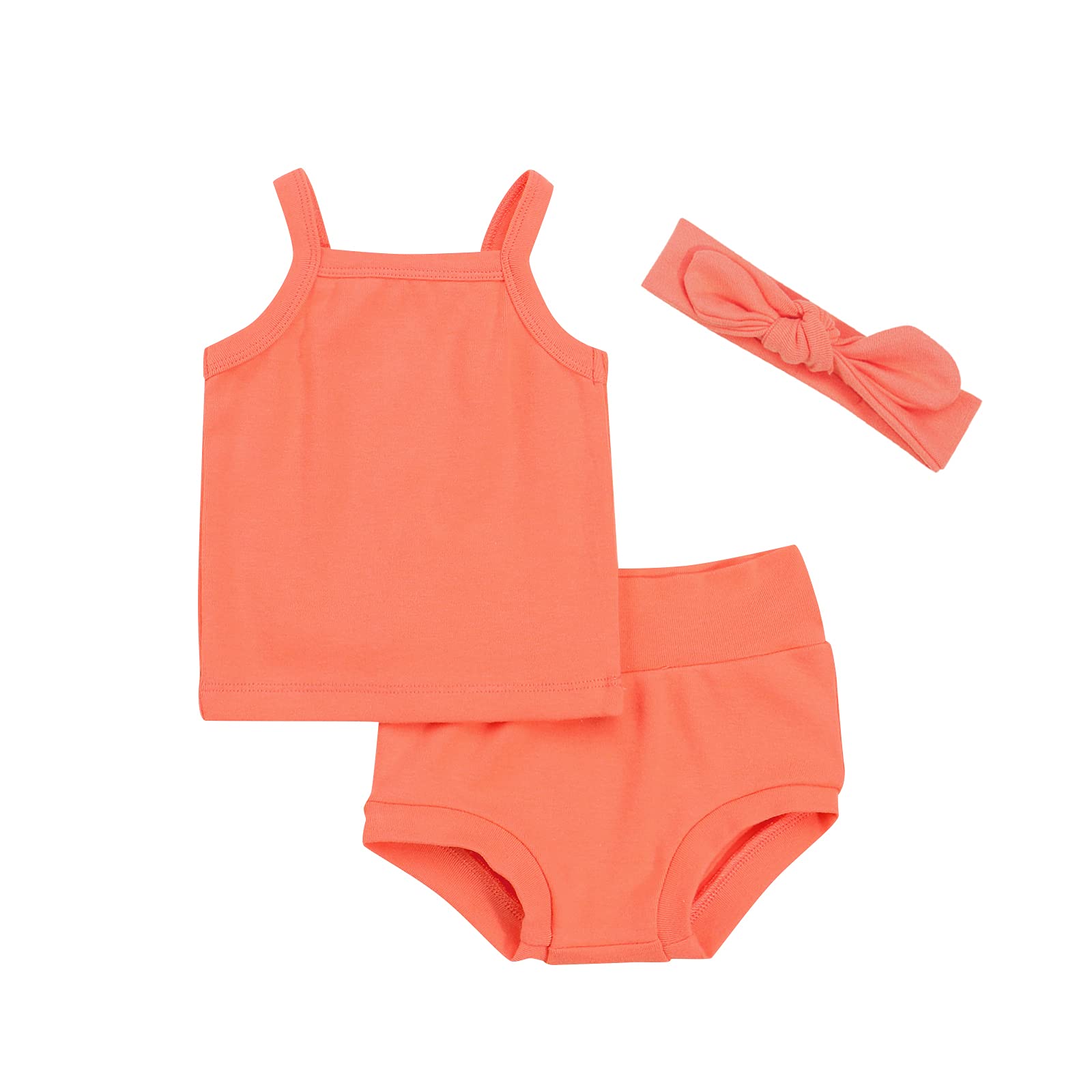 Newborn Baby Girl Summer Outfits - 2-Piece Sleeveless Camisole & Shorts Set, Soft Cotton Solid Color Clothes for Infants 0-24 Months | Perfect for Playtime, Beach Trips & Family Photos