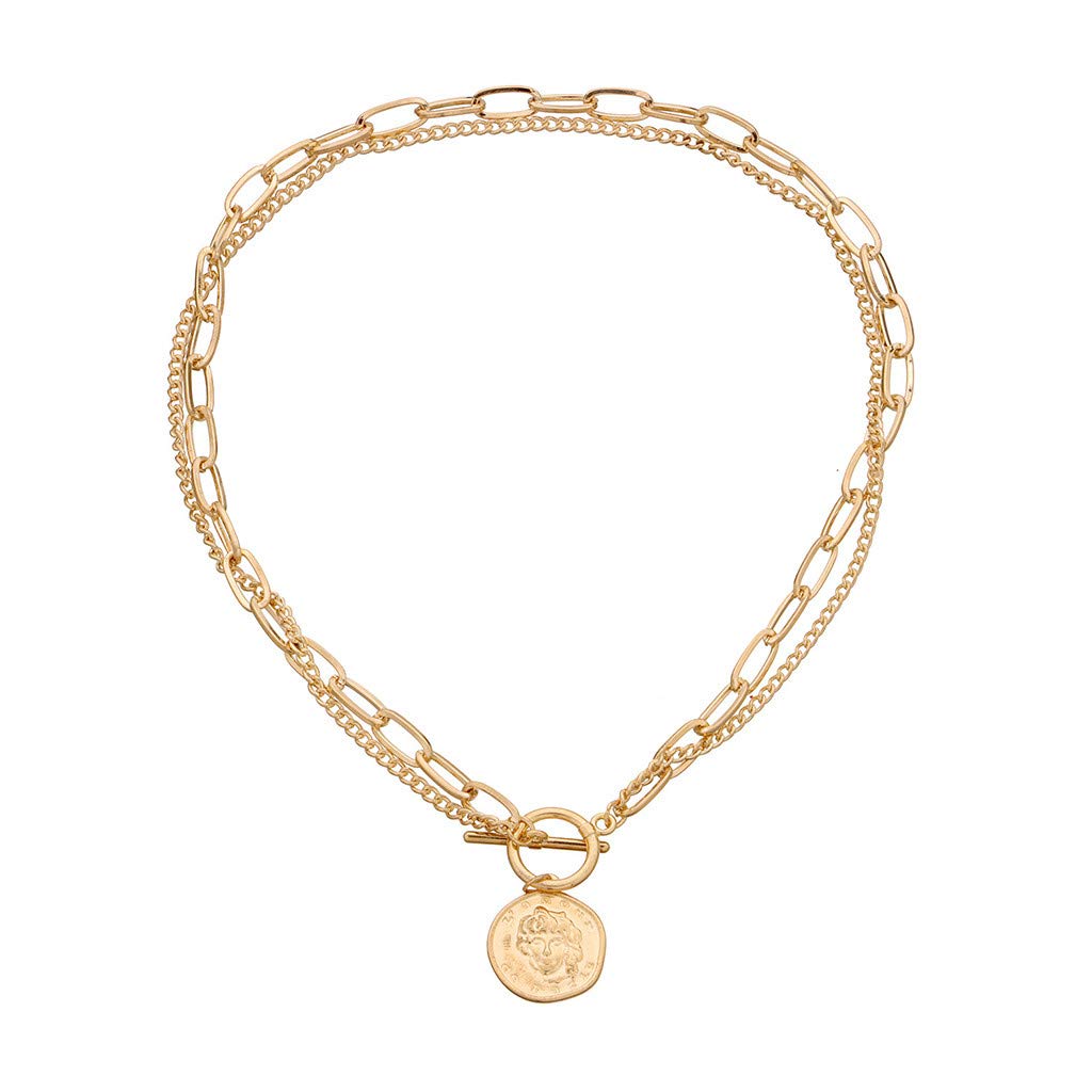 Elegant Layered Chain Necklace for Women - Gold Vintage Multi-Layer Love Pendant Necklace, Dainty Choker Jewelry Gift for Her - Perfect for Date Nights, Parties & Everyday Wear (One Size)
