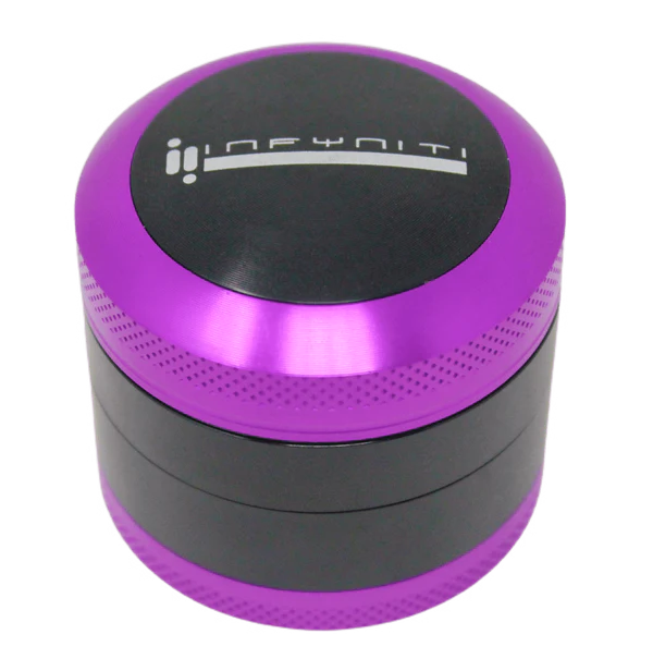 Infyniti Convex 50mm 4 Piece Herb Grinder - Purple | Premium Metal Spice Crusher for Herbs, Spices & Tobacco | Perfect for Home, Travel & Outdoor Use