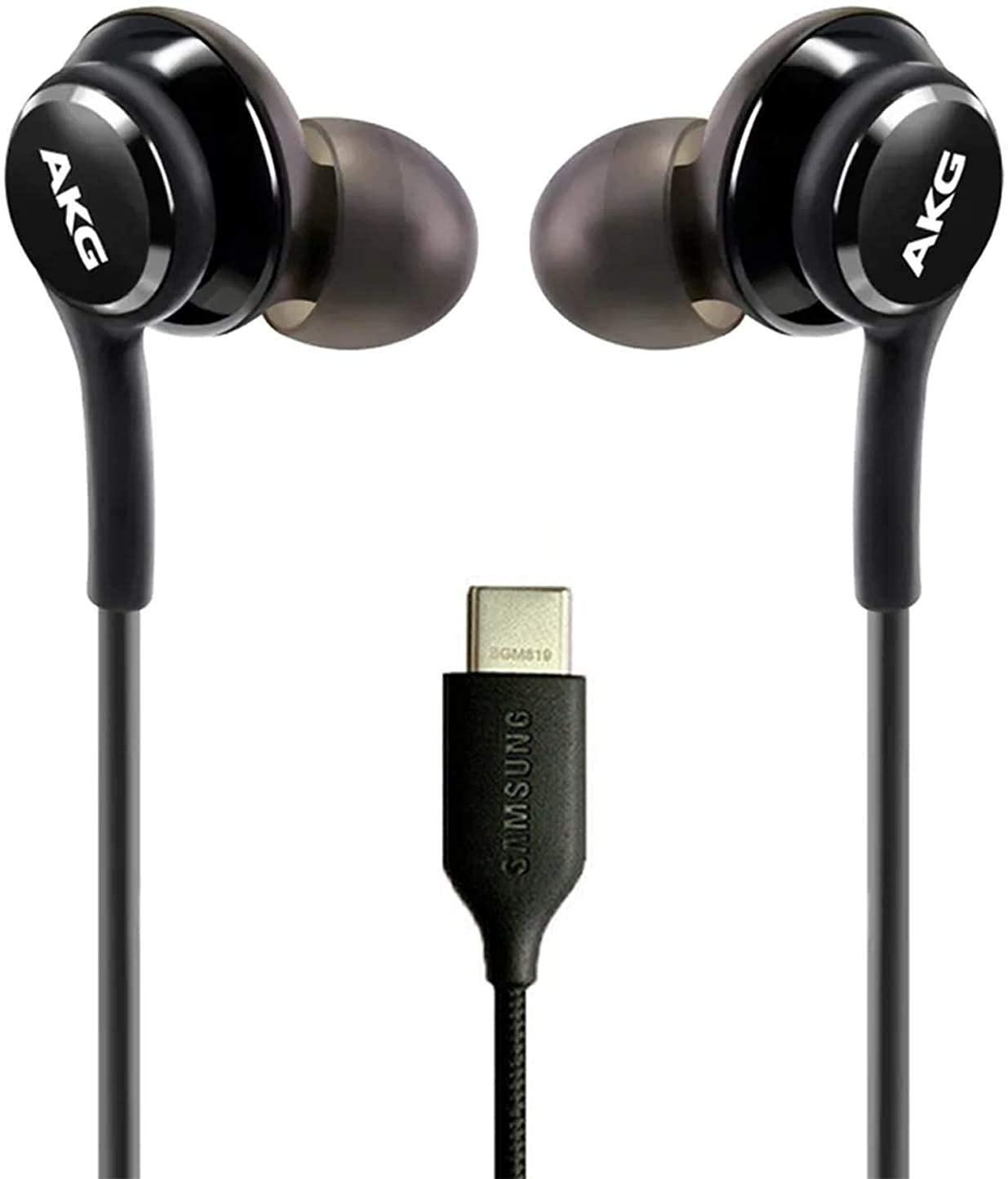 SGNics 2021 AKG Designed Stereo Headphones with Microphone for Samsung Galaxy XCover Pro - Braided Cable, USB-C Connector (Black) - Perfect for Gaming, Music & Calls