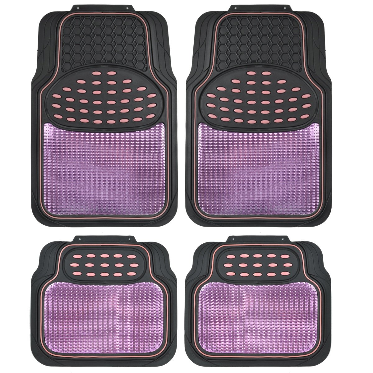 BDK Pink & Black Car Mats - Anti-Slip Floor Mats for Women, SUVs & Vans - Stylish Car Accessories