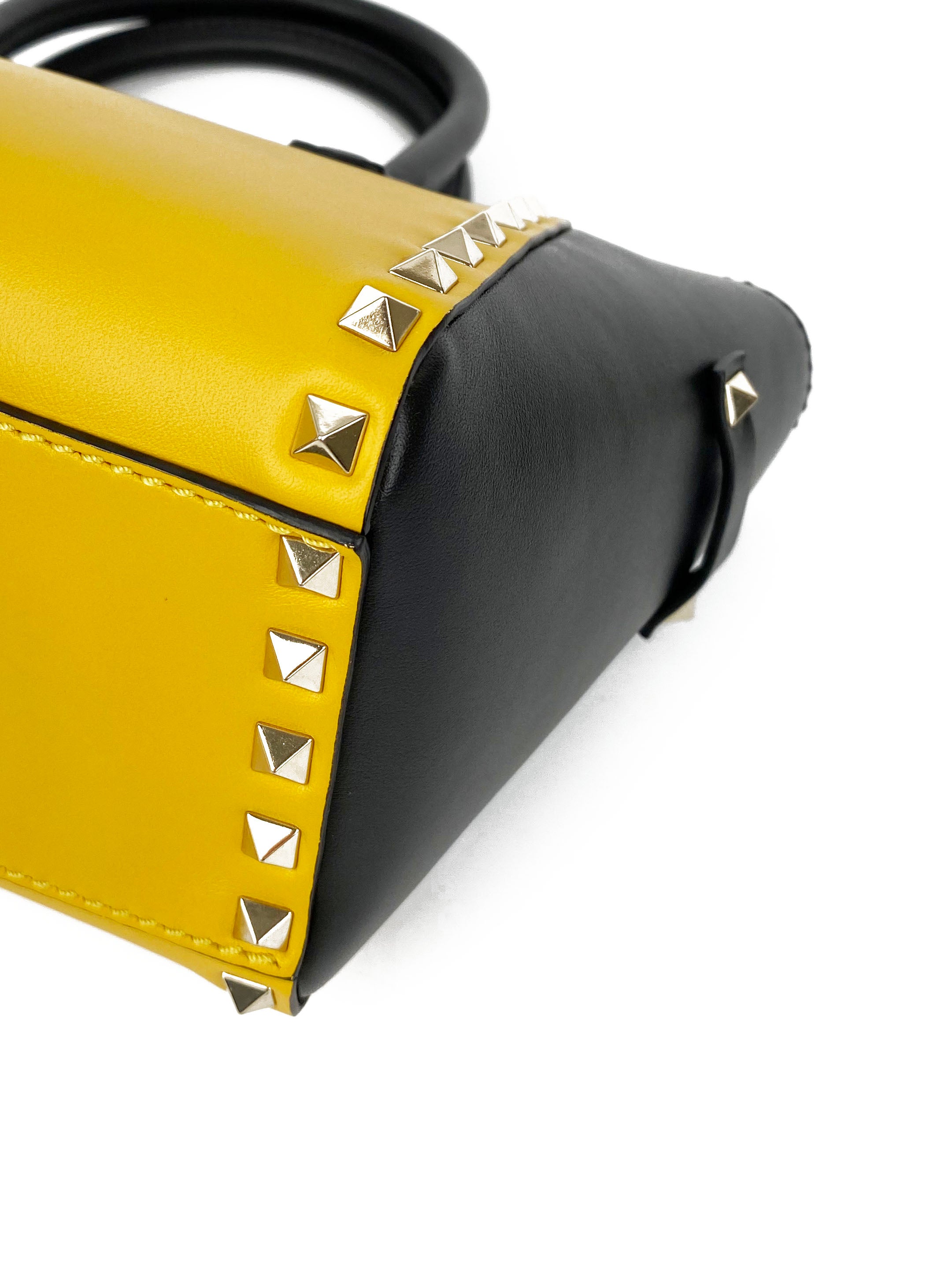 Valentino Black & Yellow Rockstud Handbag for Women | Luxury Designer Shoulder Bag | Perfect for Evening Parties, Date Nights & Special Occasions